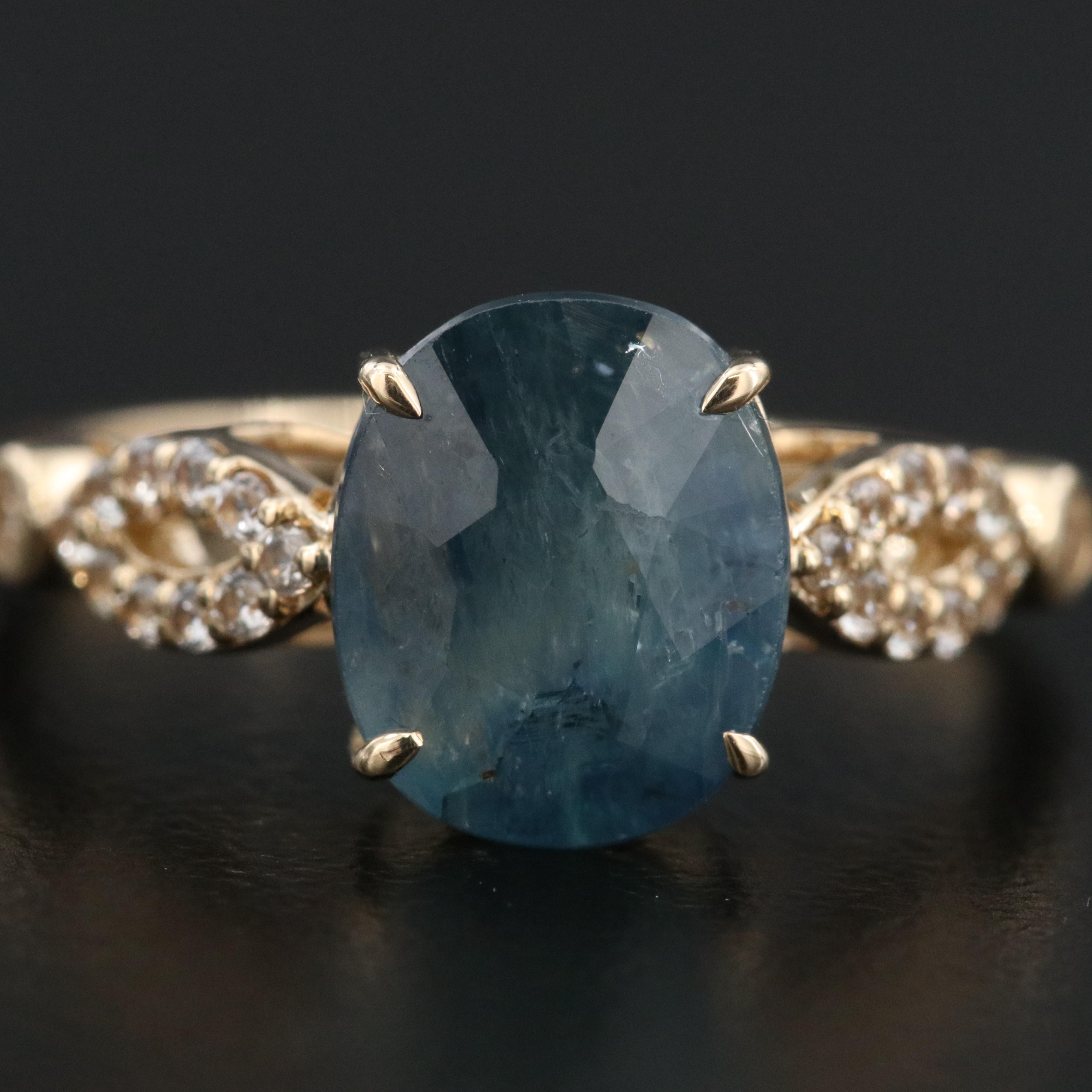 14K 3.05 CT Sapphire and White Sapphire Ring with IGI Jewelry Report