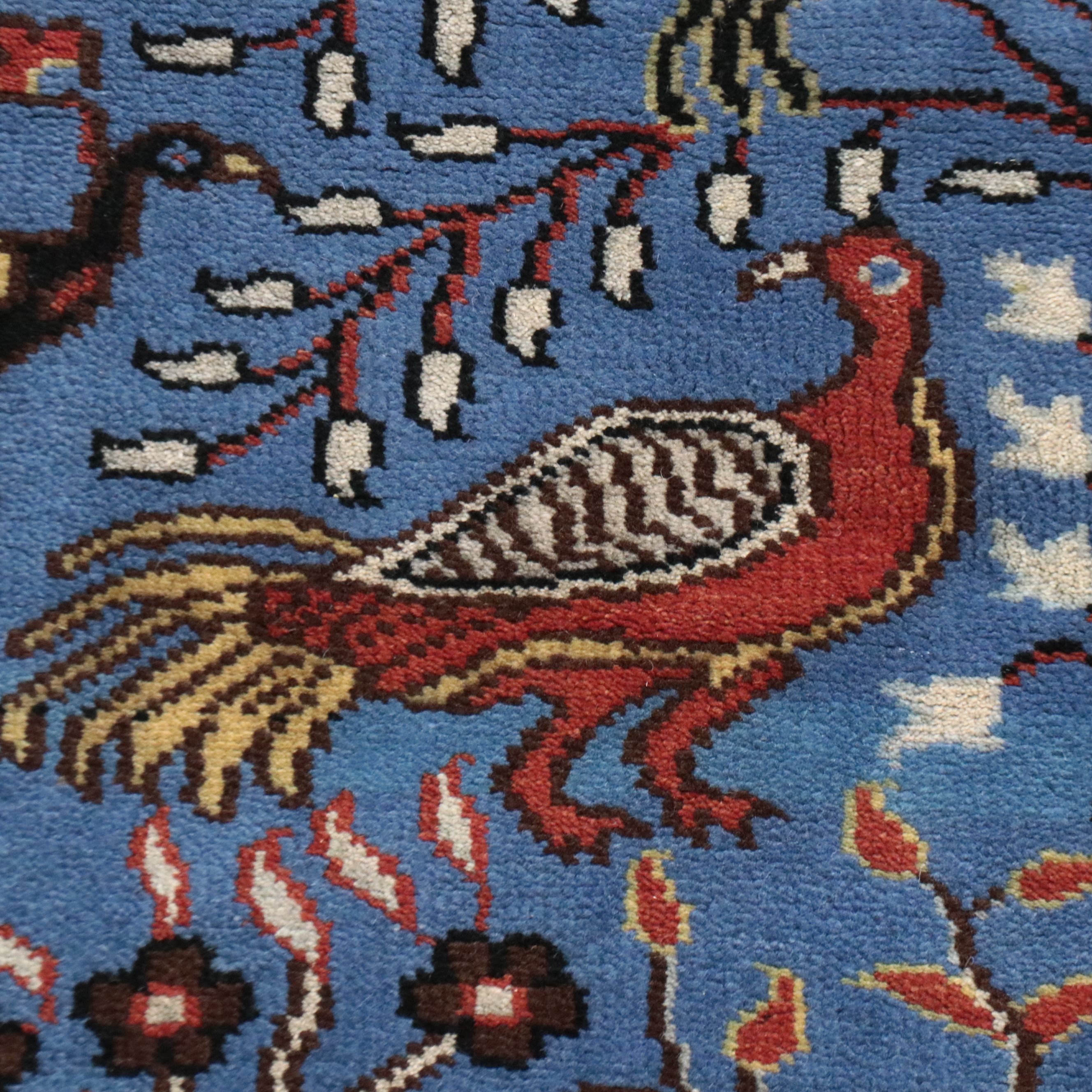 2'6 x 8'2 Hand-Knotted Indian Pictorial Carpet Runner