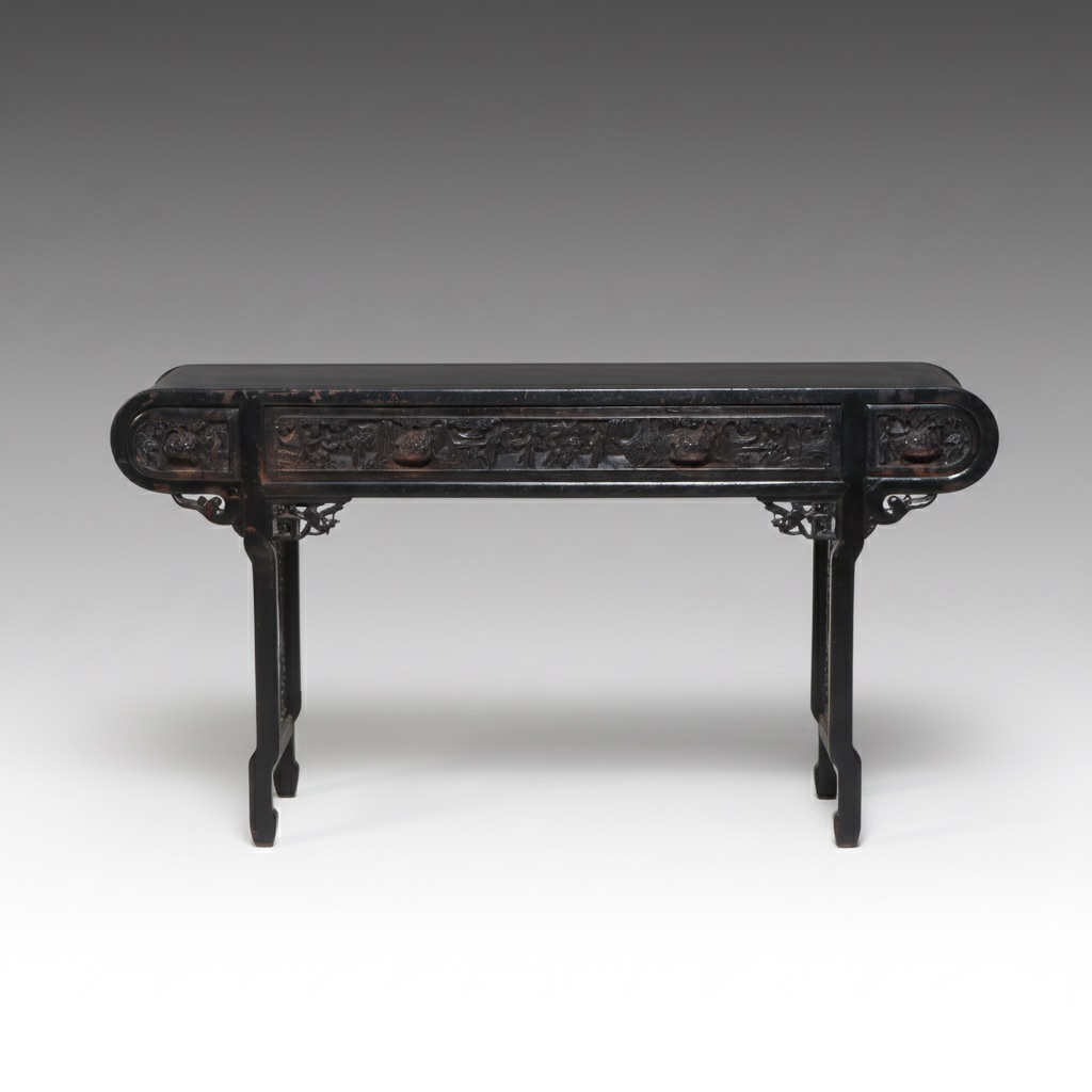 Chinese Carved Hardwood and Fretwork Altar Table