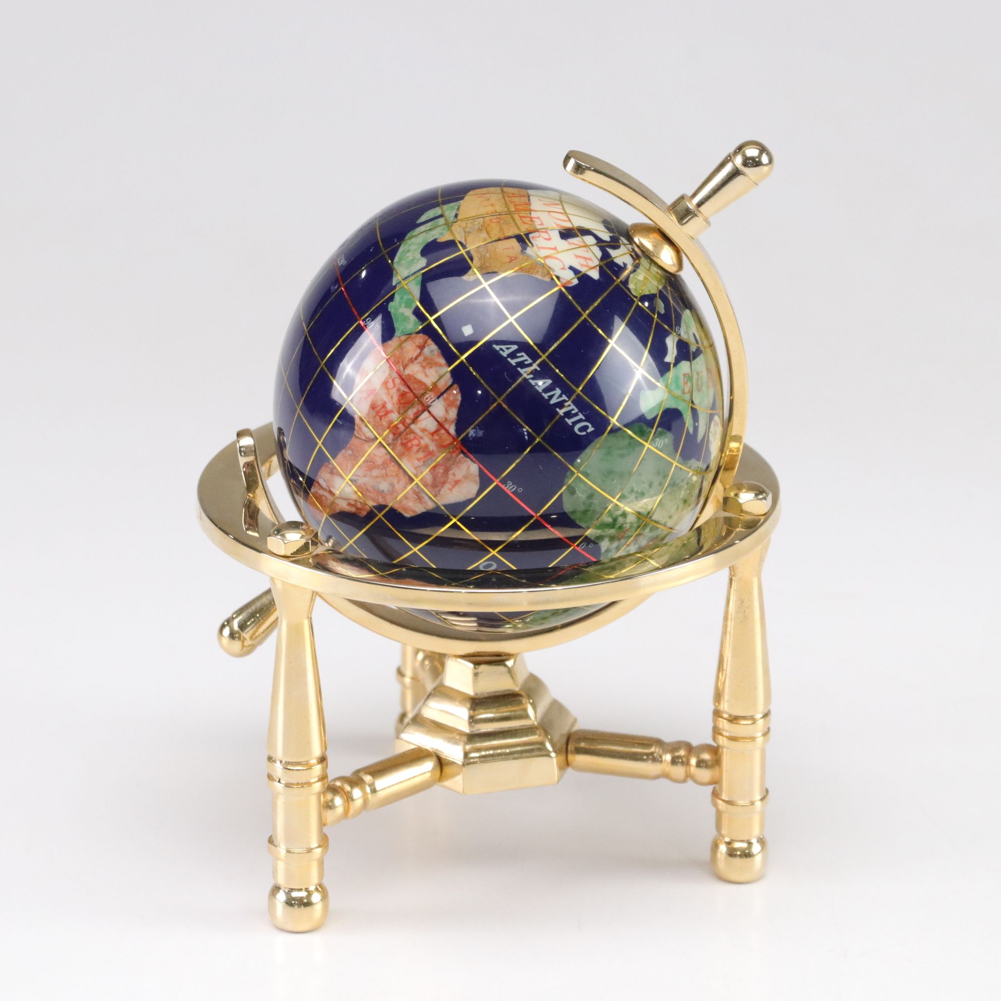 Ornamental Globe with Abalone, Jasper, Marble and More
