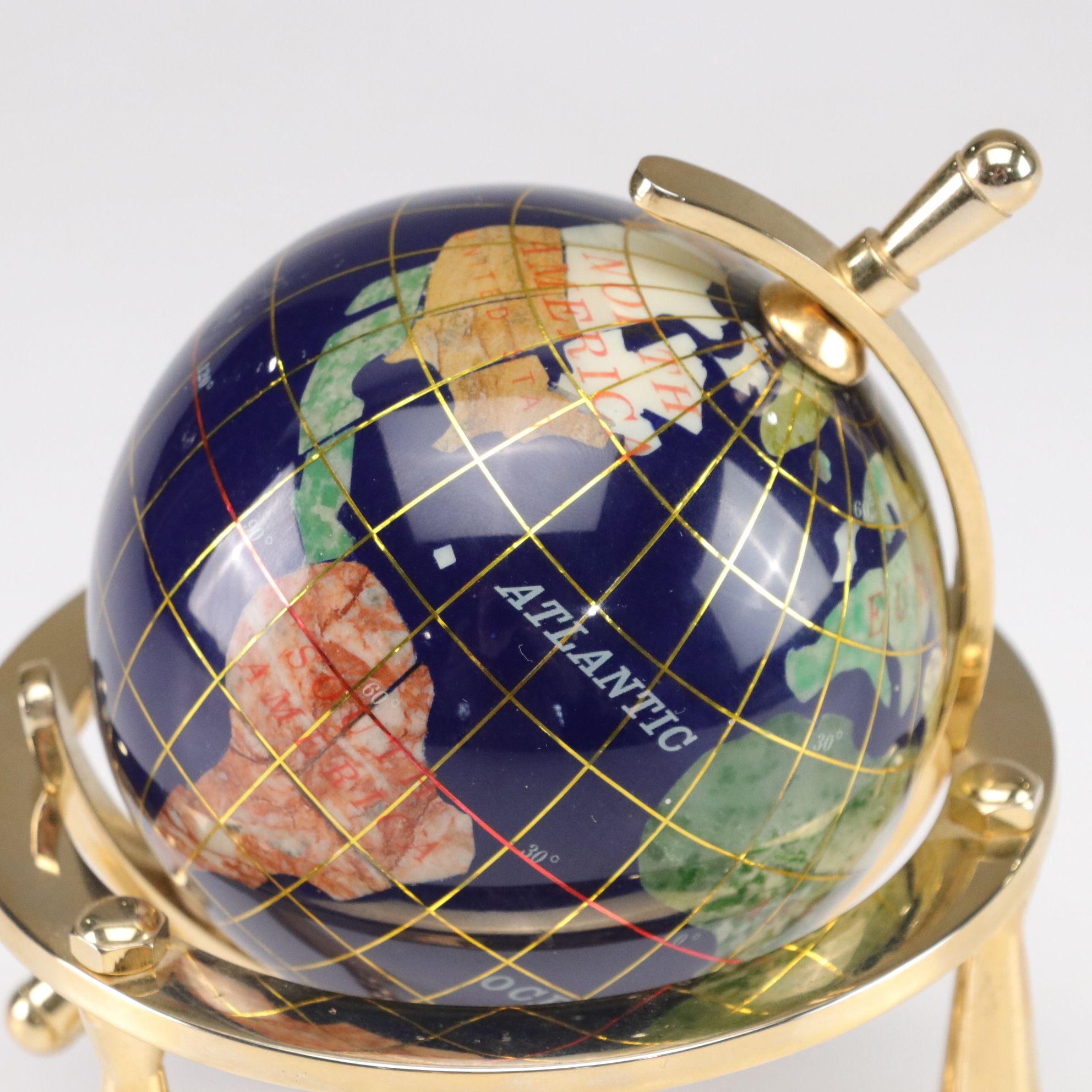Ornamental Globe with Abalone, Jasper, Marble and More
