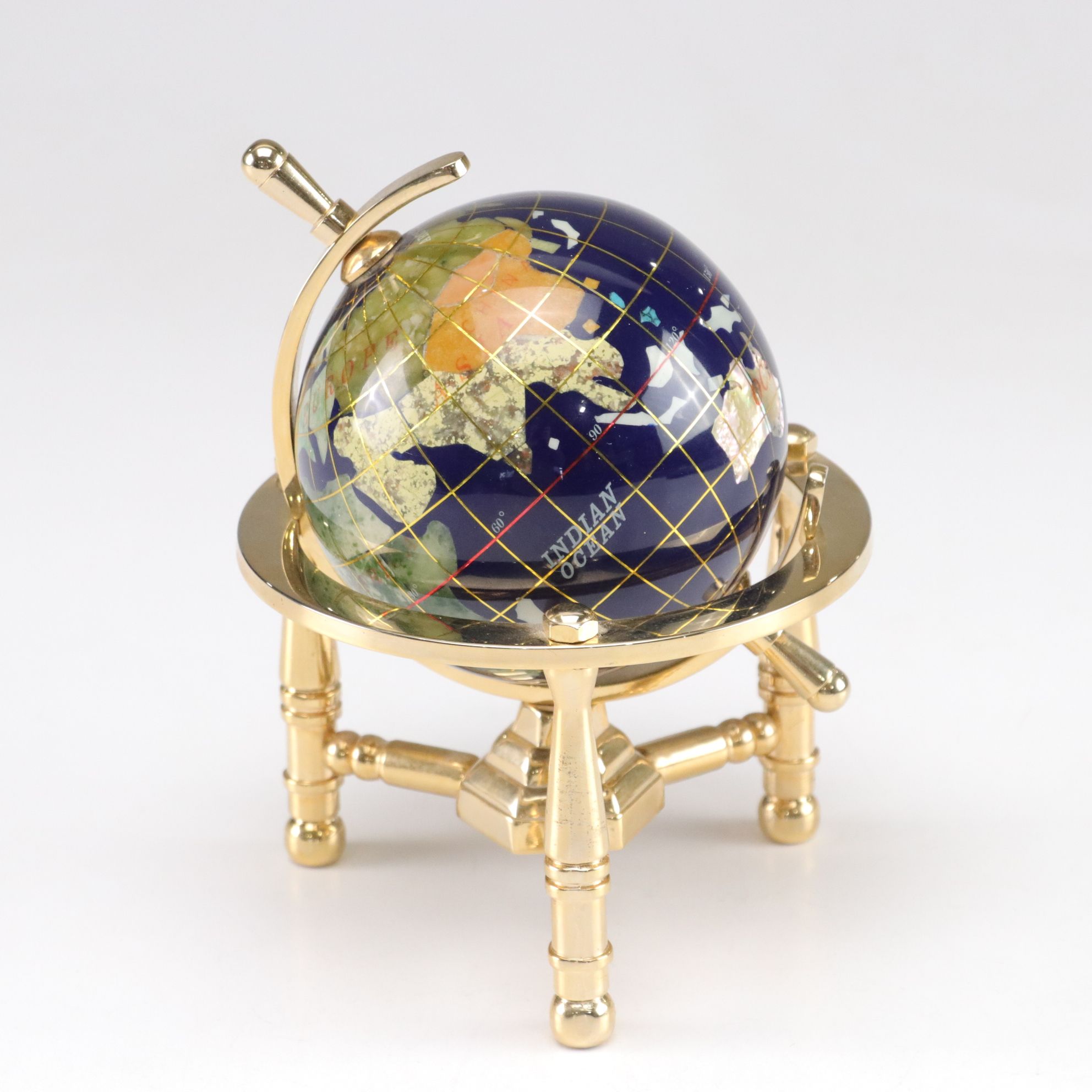 Ornamental Globe with Abalone, Jasper, Marble and More