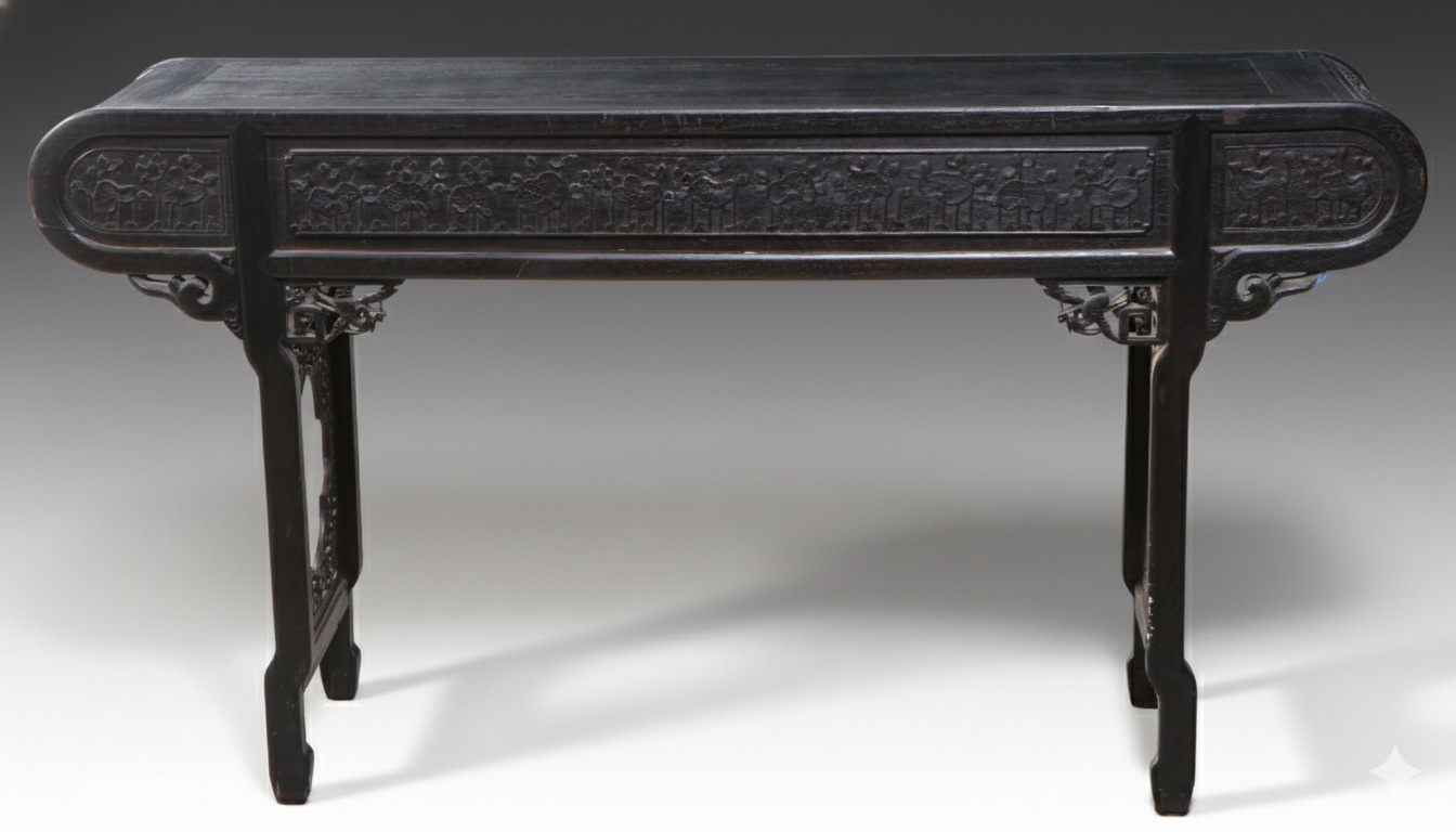 Chinese Carved Hardwood and Fretwork Altar Table