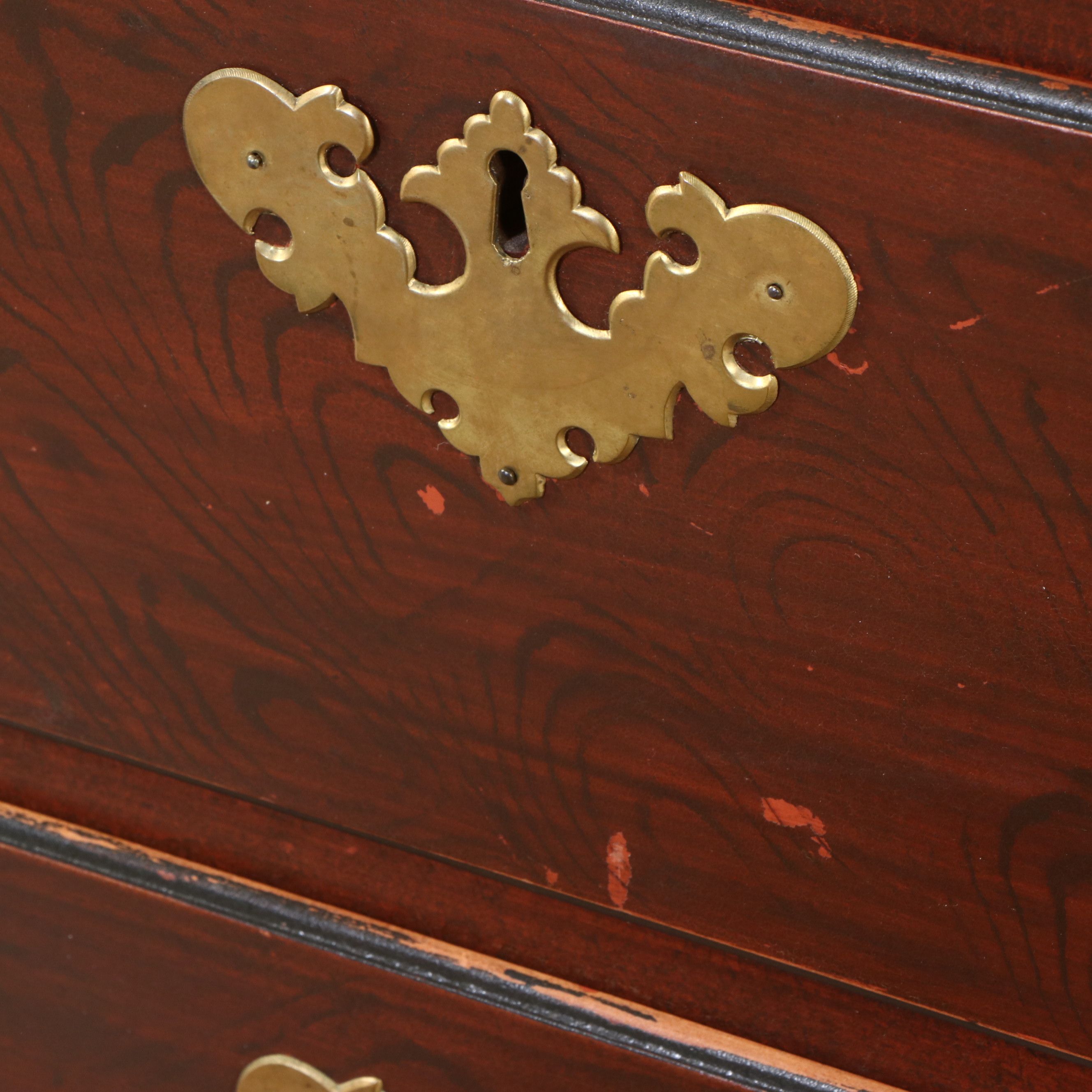 David T. Smith Queen Anne Style Highboy with Grain Painted Front