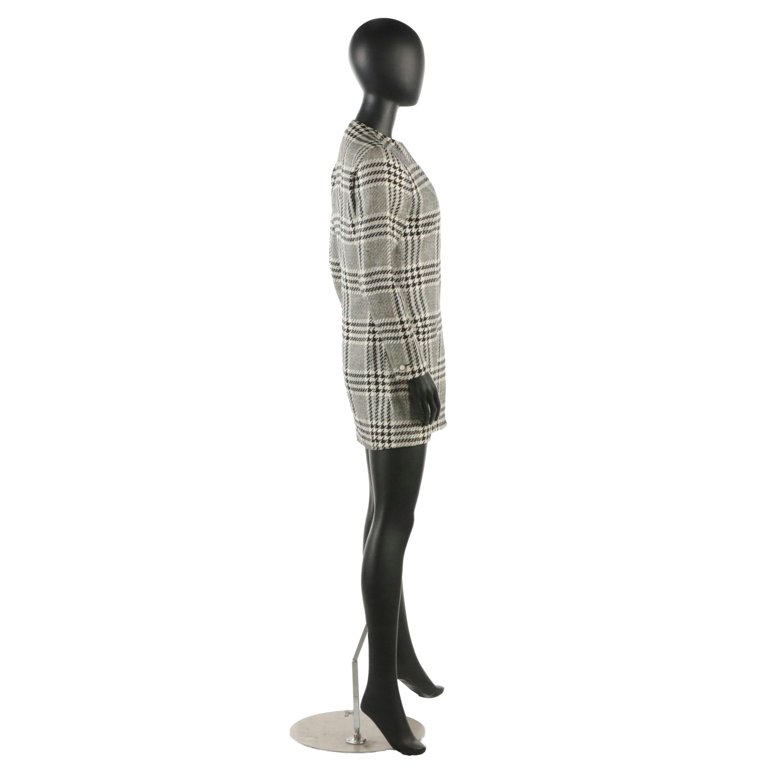 Gianni Versace Houndstooth Collarless Coat