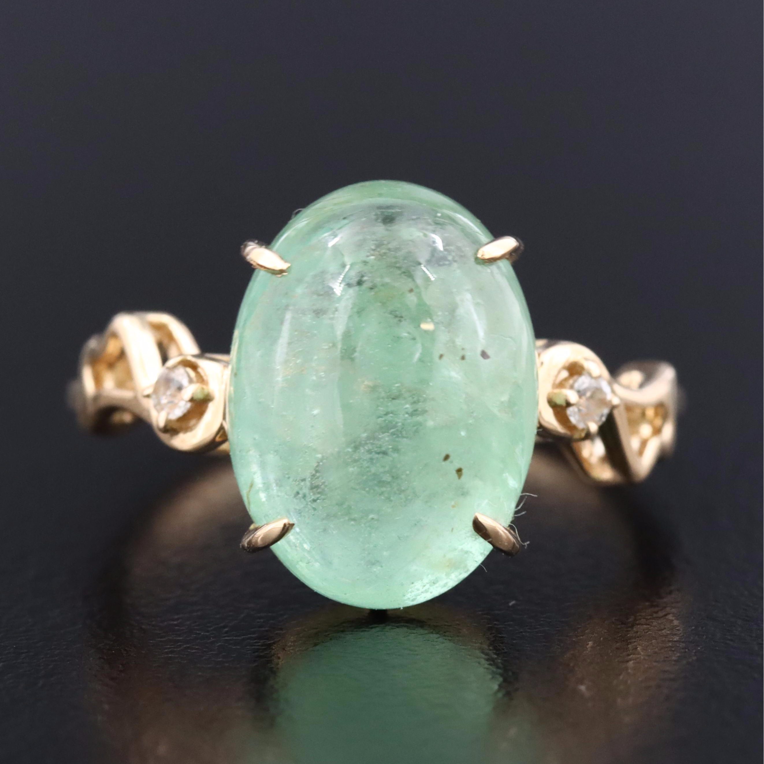 14K 8.47 CT Emerald and White Sapphire Ring