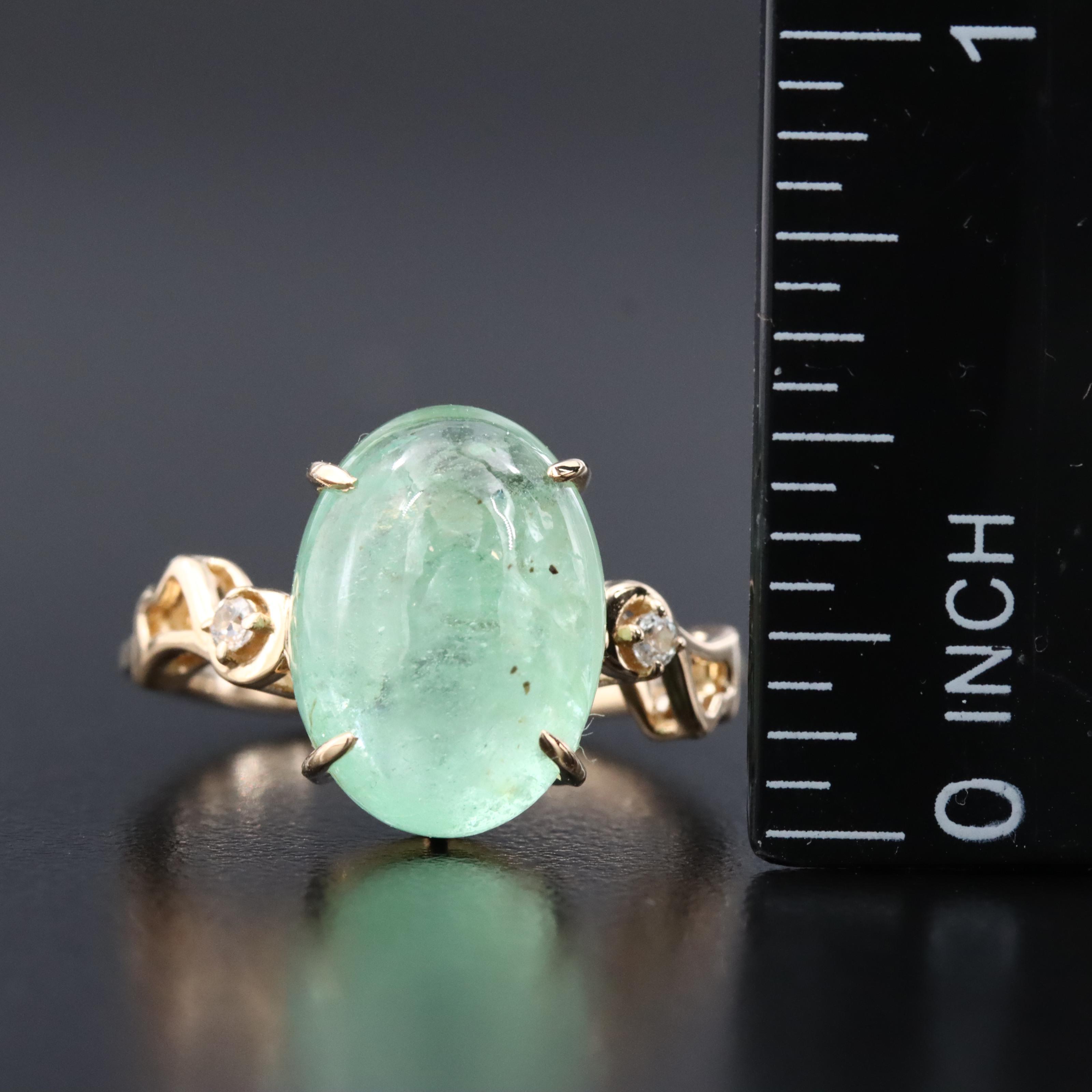 14K 8.47 CT Emerald and White Sapphire Ring