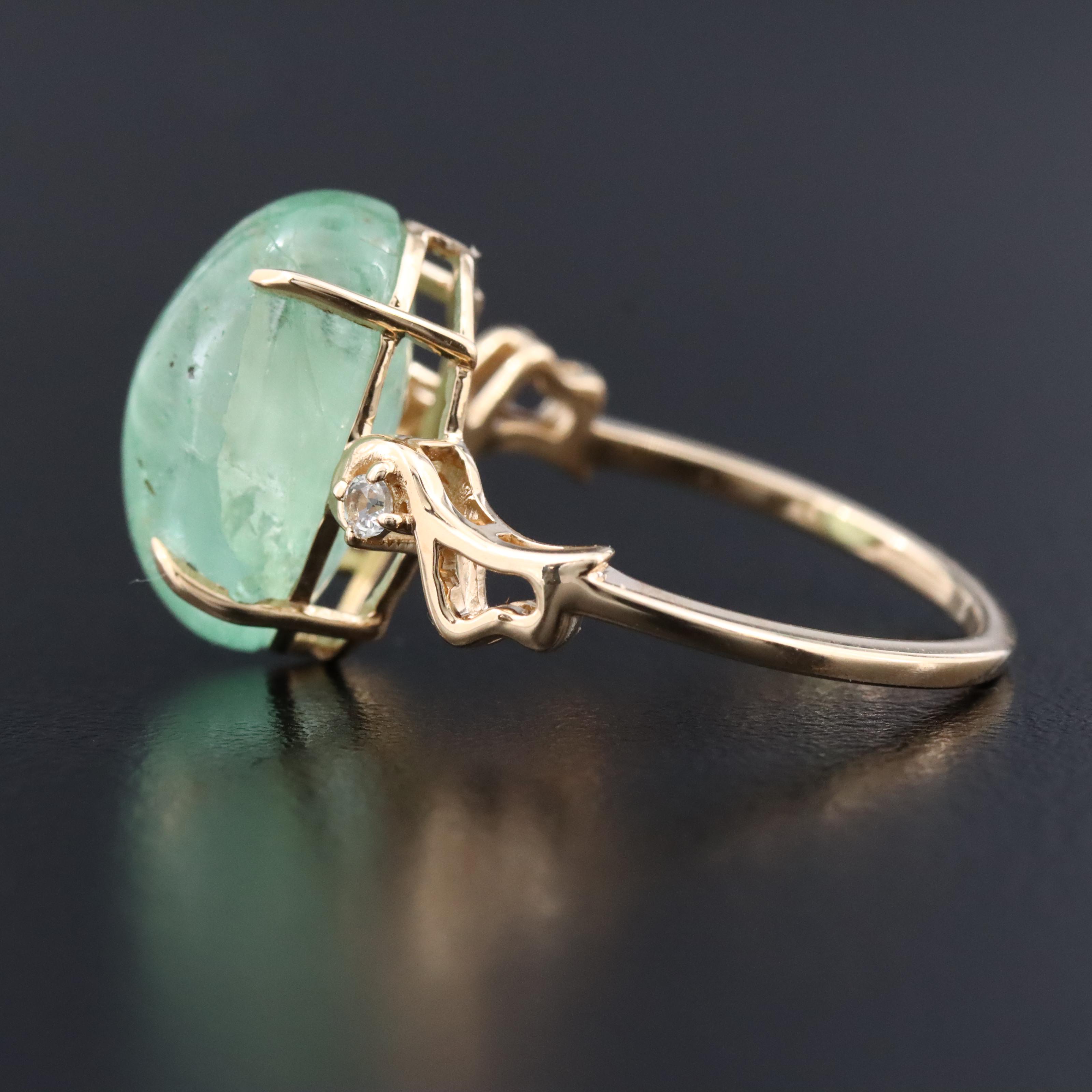 14K 8.47 CT Emerald and White Sapphire Ring