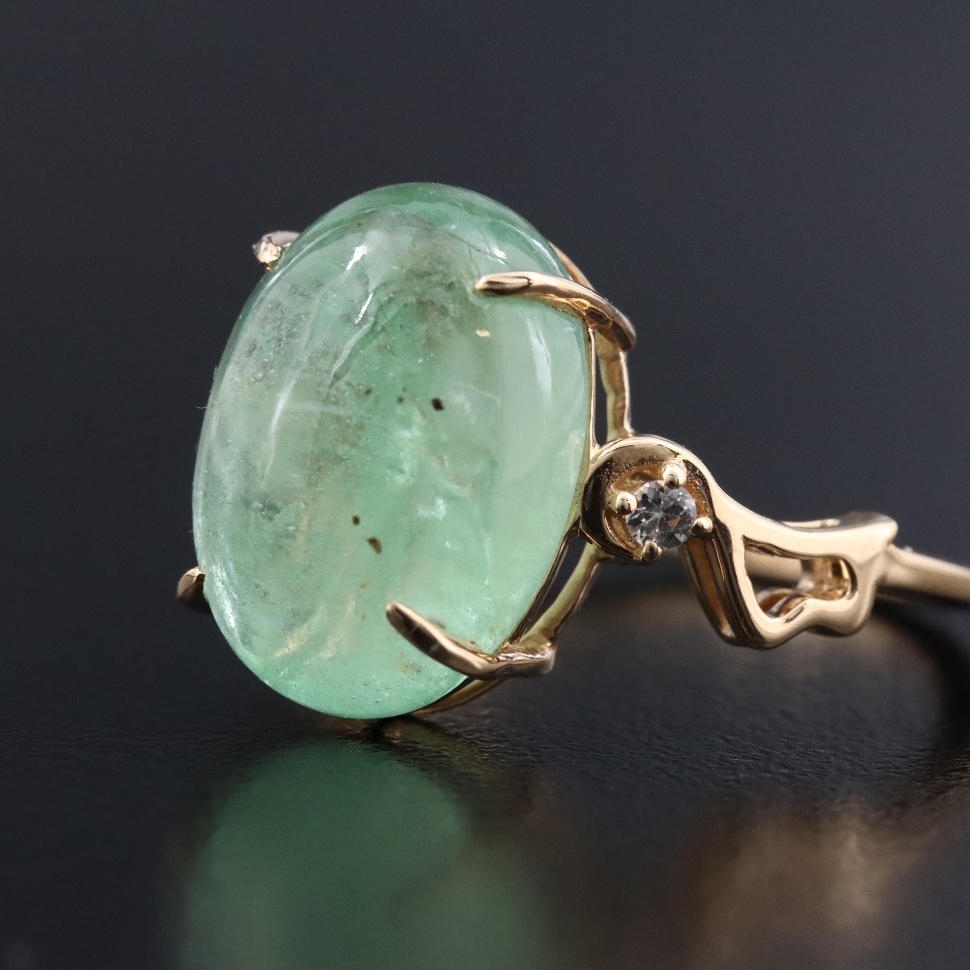 14K 8.47 CT Emerald and White Sapphire Ring