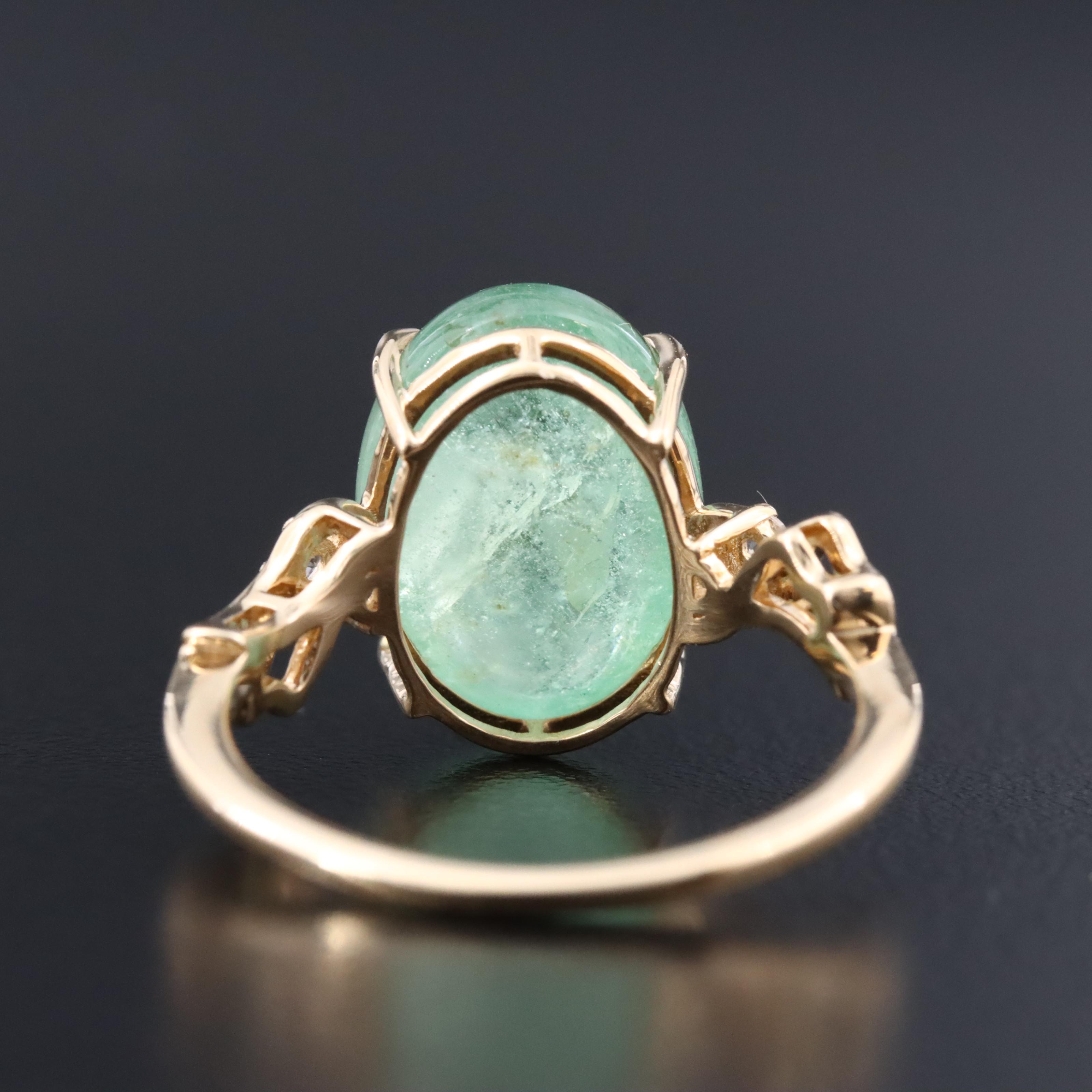 14K 8.47 CT Emerald and White Sapphire Ring