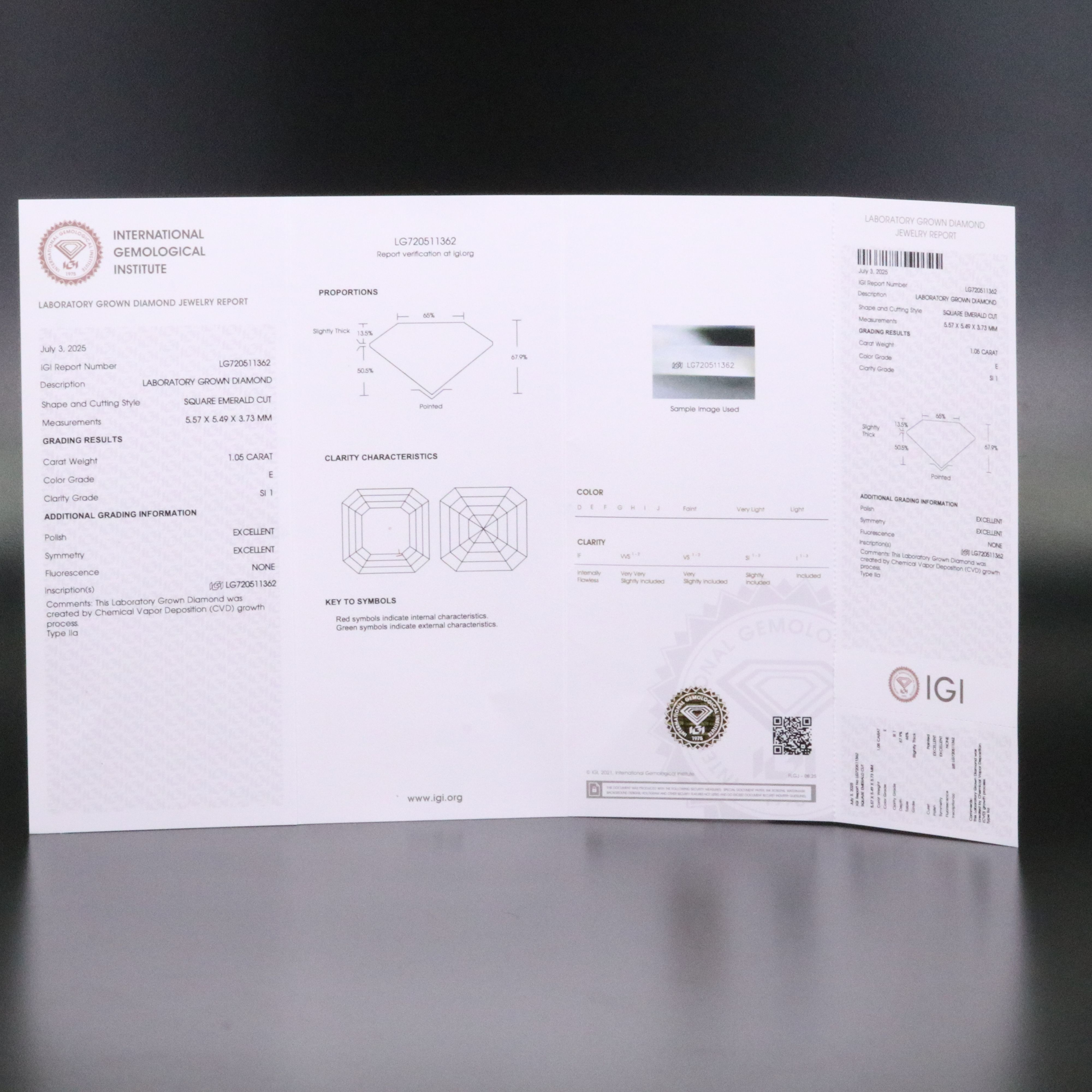 Loose 1.05 CT Lab Grown Diamond with IGI Report