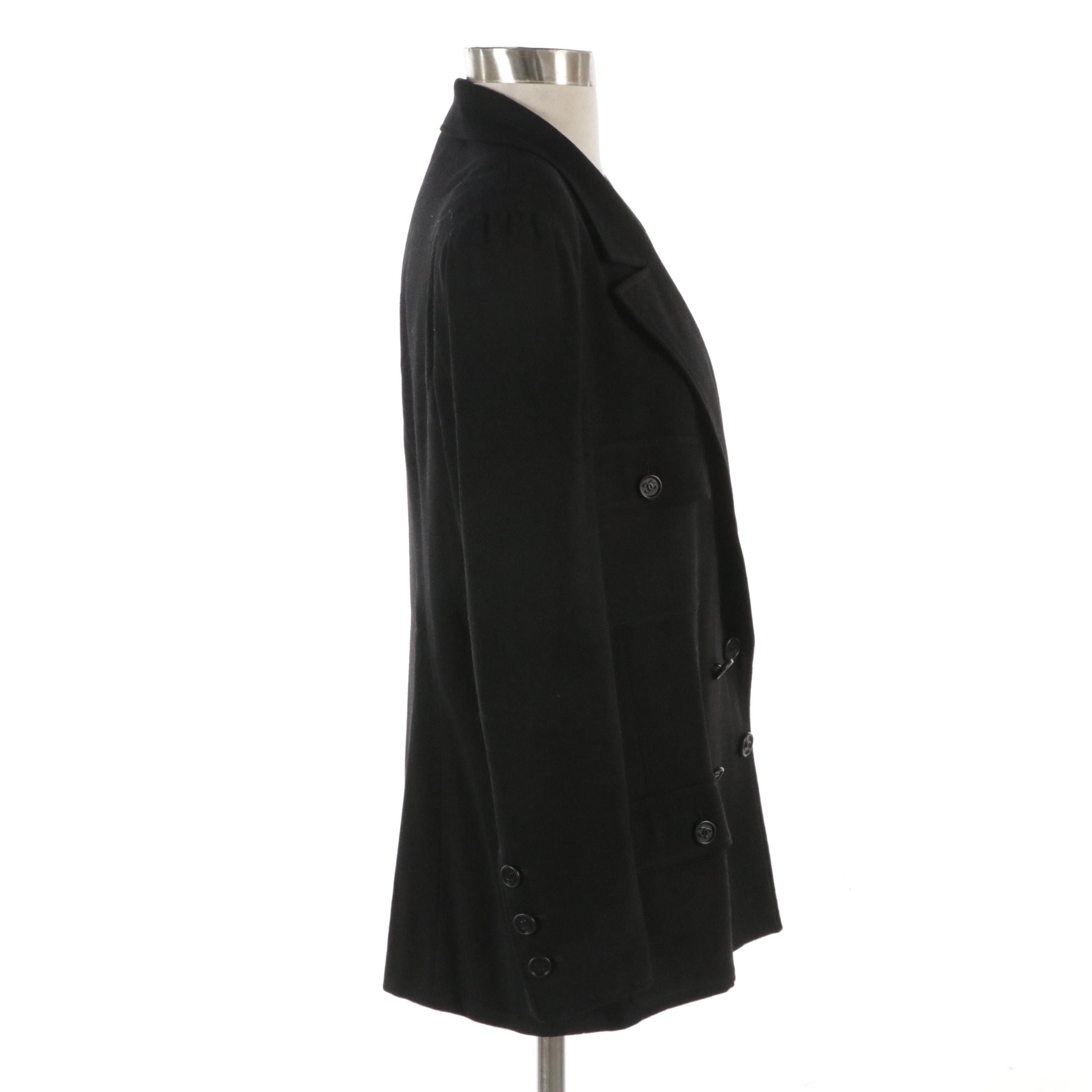 Chanel Boutique Spring Collection Double-Breasted Blazer in Black Wool