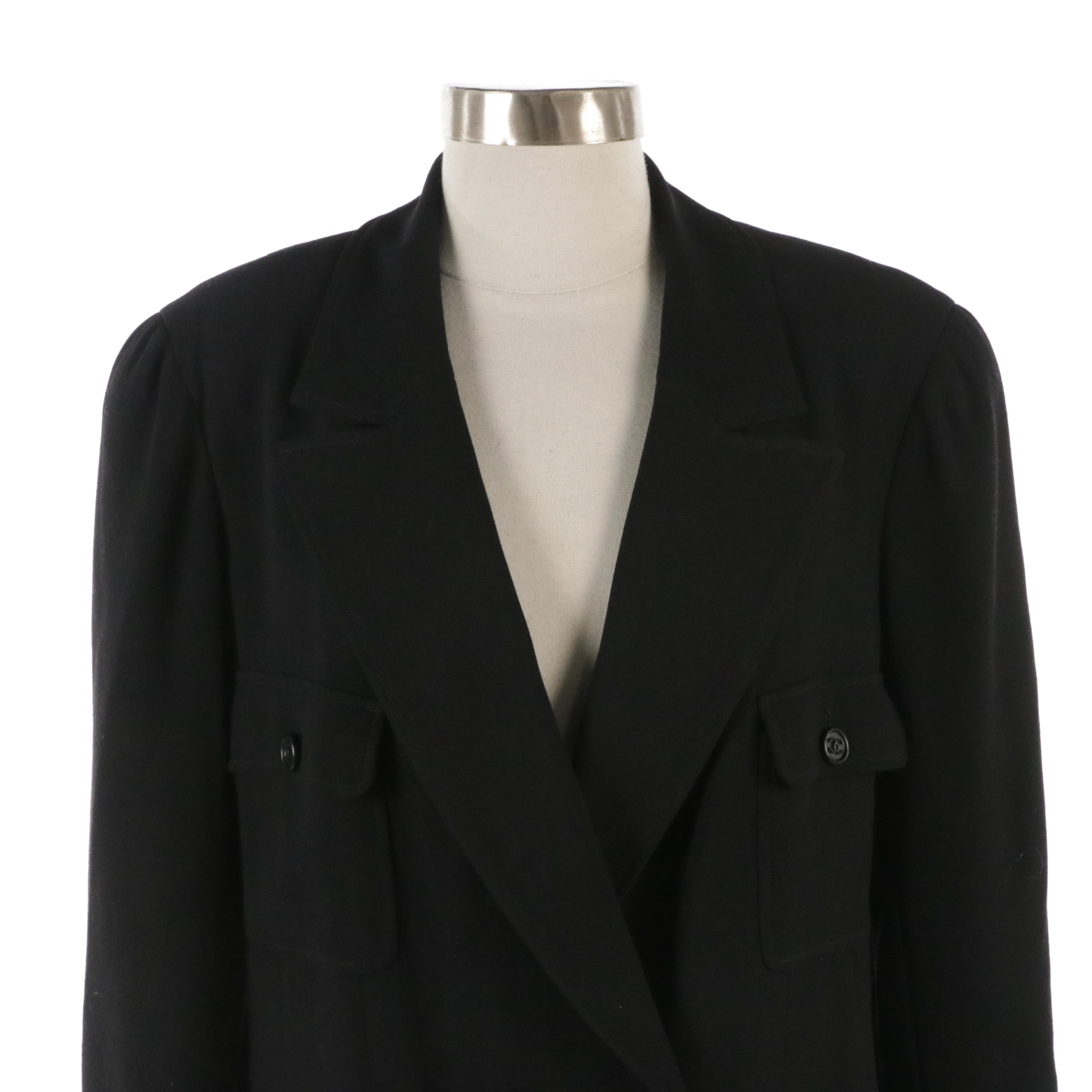 Chanel Boutique Spring Collection Double-Breasted Blazer in Black Wool