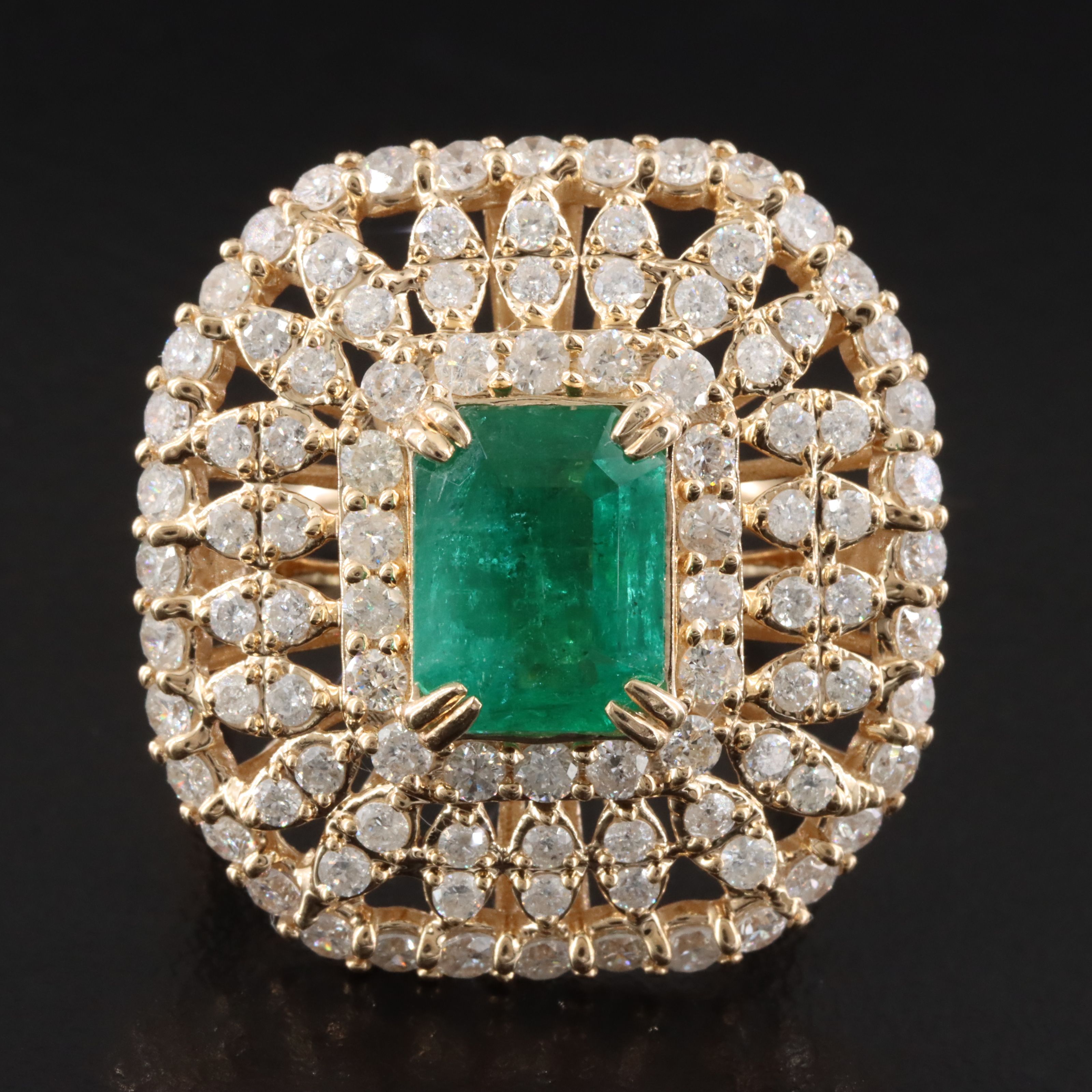 14K 2.77 CT Emerald and 2.33 CTW Diamond Ring