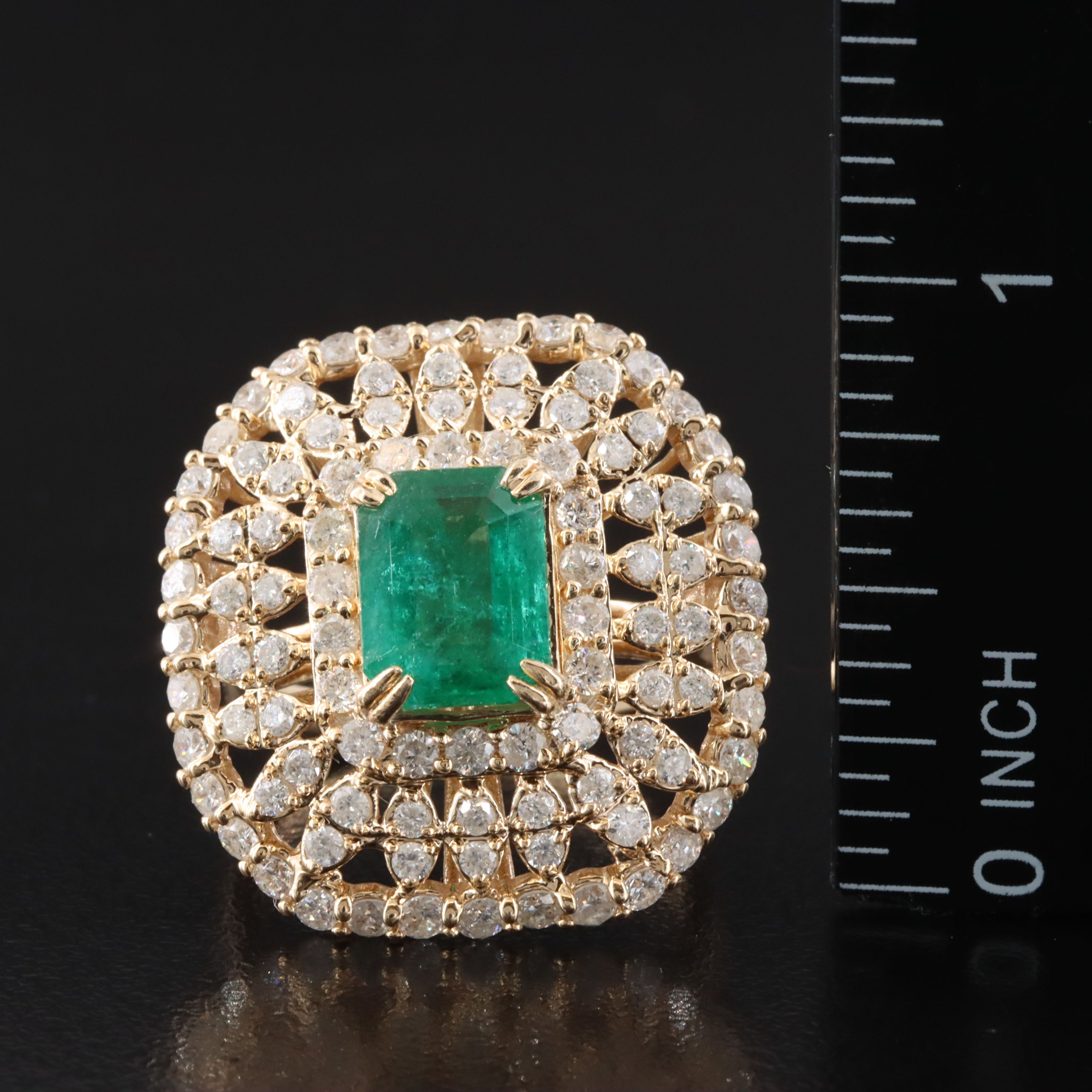 14K 2.77 CT Emerald and 2.33 CTW Diamond Ring