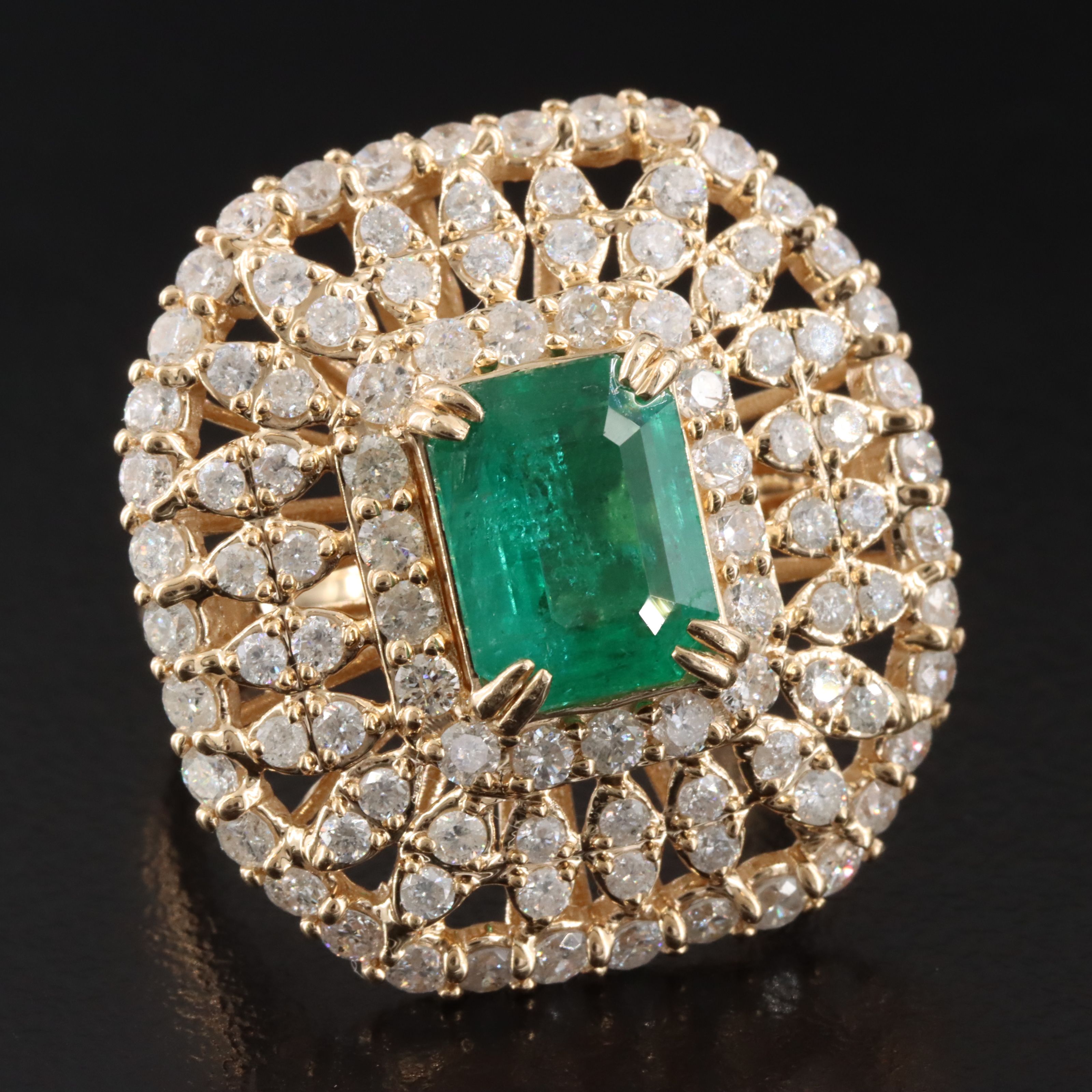 14K 2.77 CT Emerald and 2.33 CTW Diamond Ring