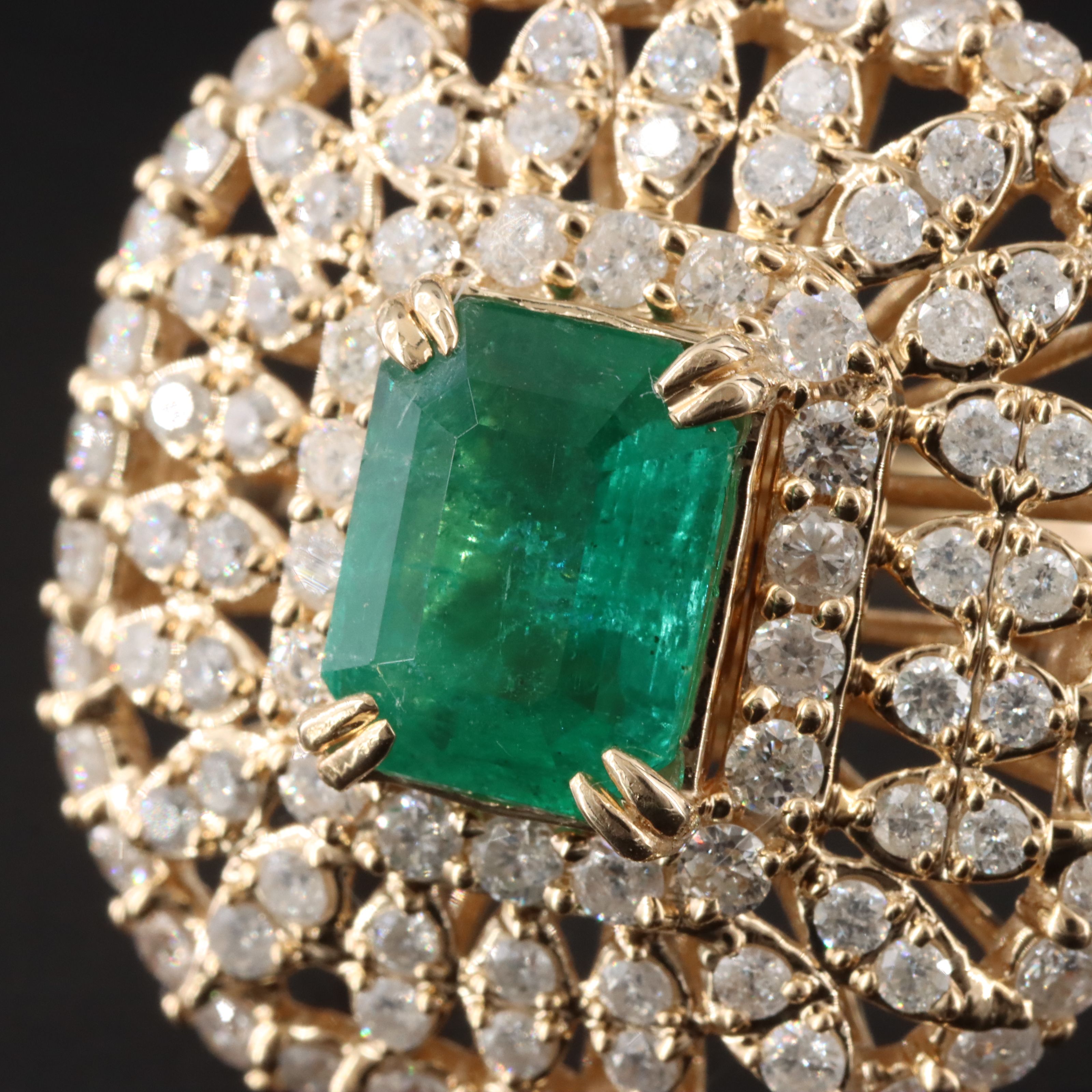14K 2.77 CT Emerald and 2.33 CTW Diamond Ring