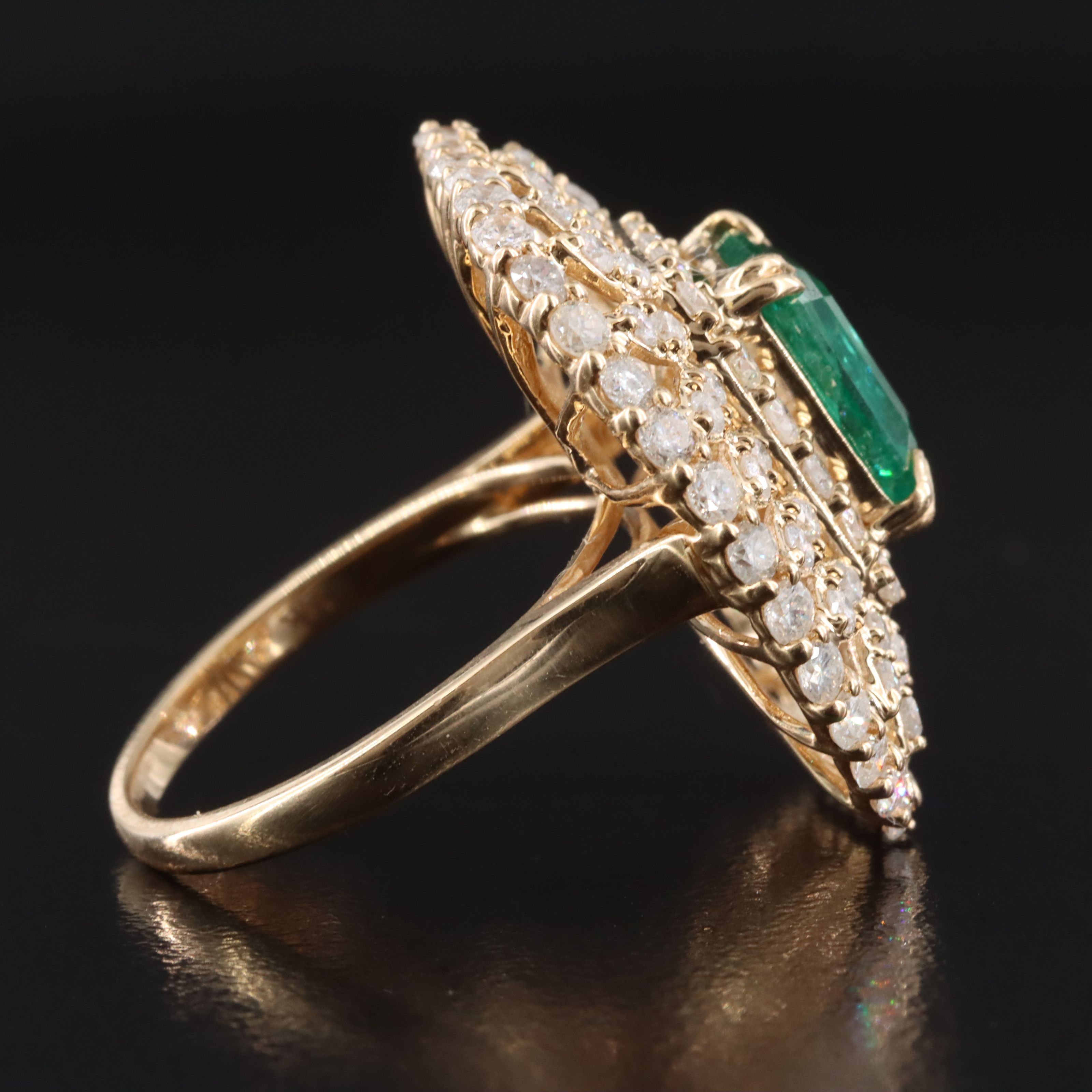 14K 2.77 CT Emerald and 2.33 CTW Diamond Ring
