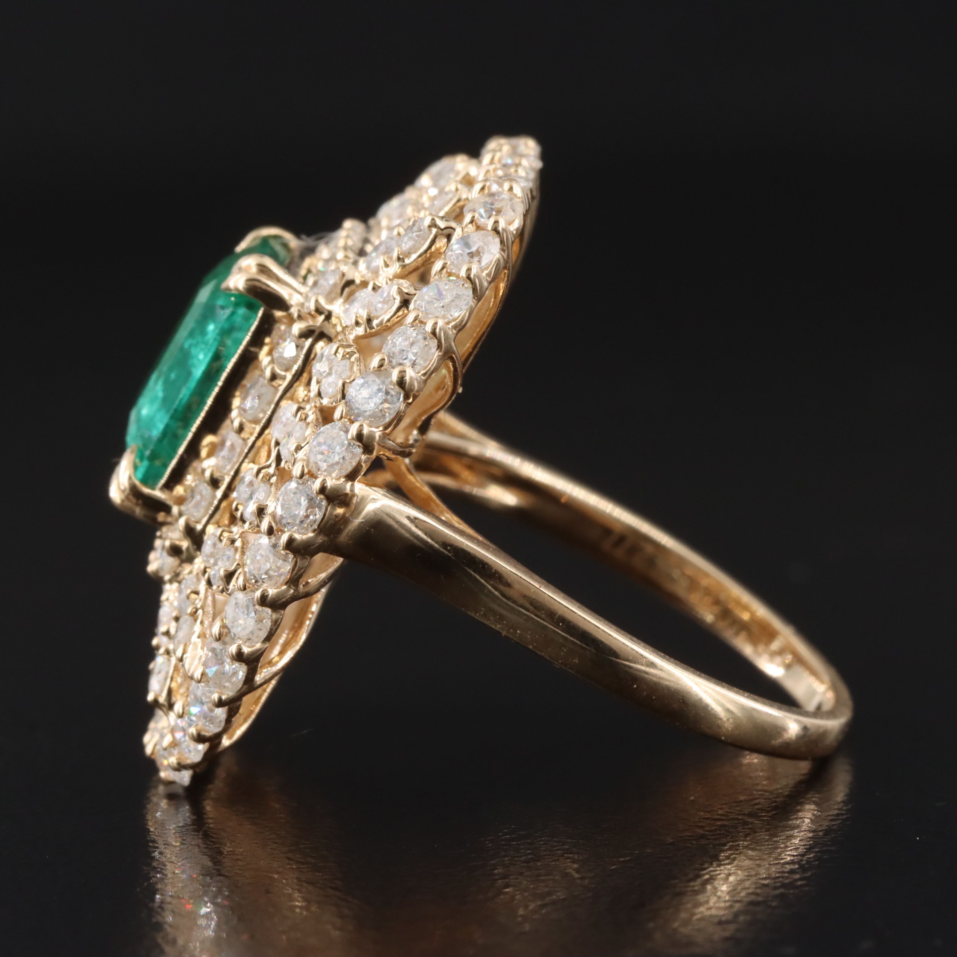 14K 2.77 CT Emerald and 2.33 CTW Diamond Ring