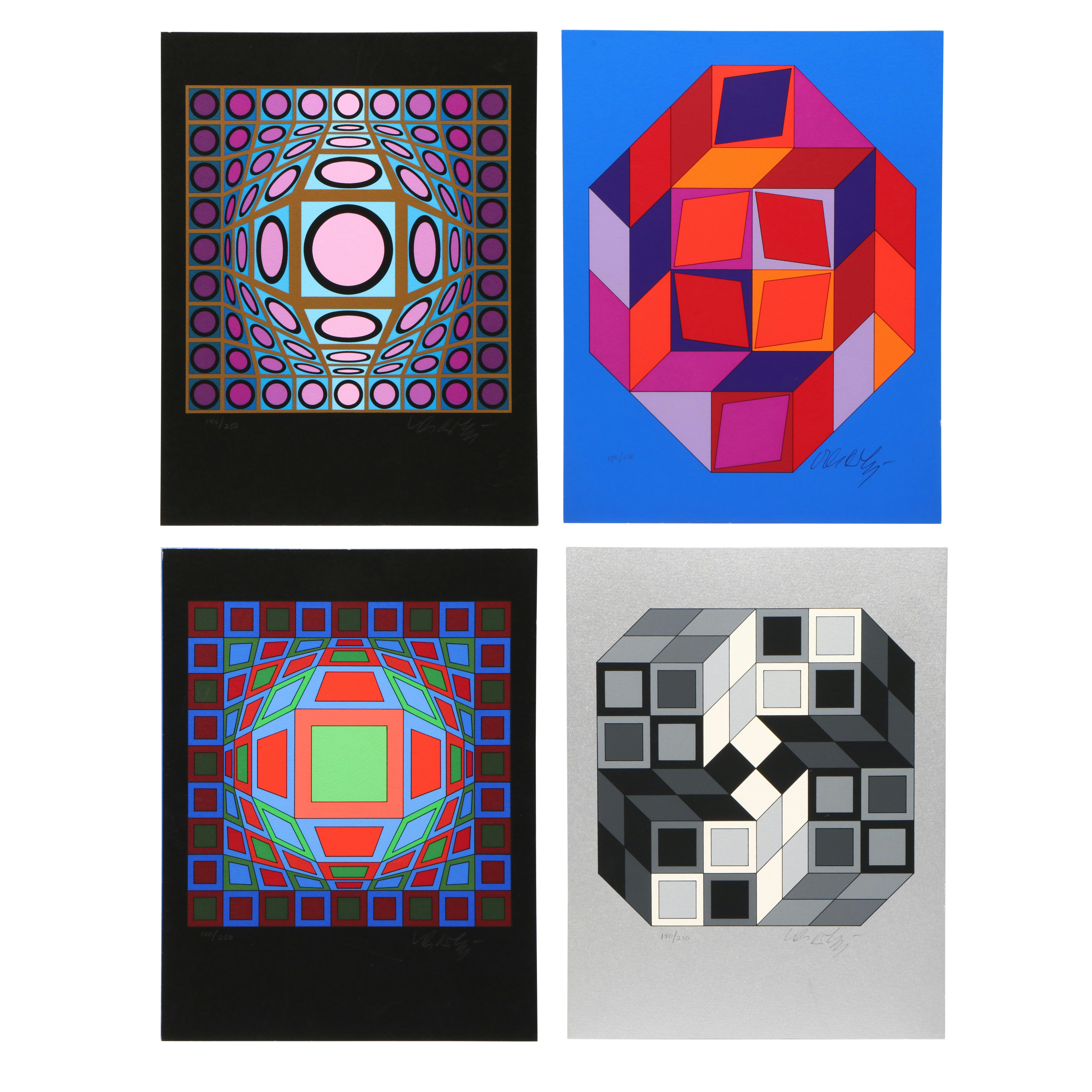 Victor Vasarely Op Art Serigraphs from Portfolio "Microcosmos," 1979