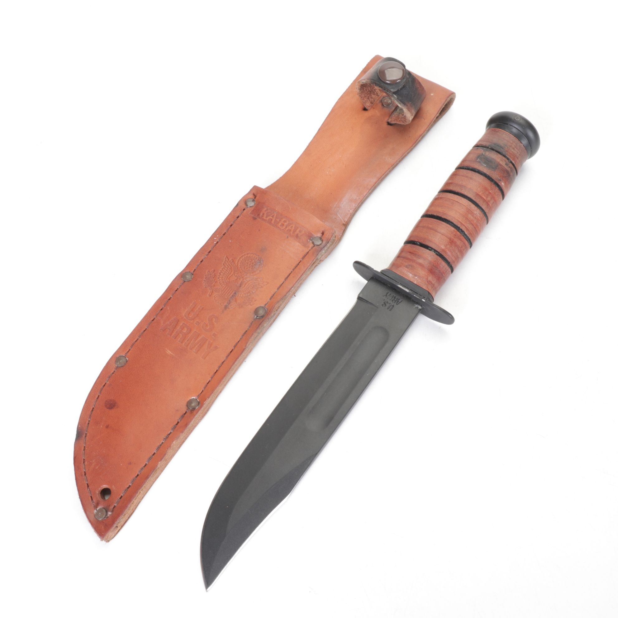 KA-BAR Matte Black Fixed Blade Knife with U.S. Army Sheath