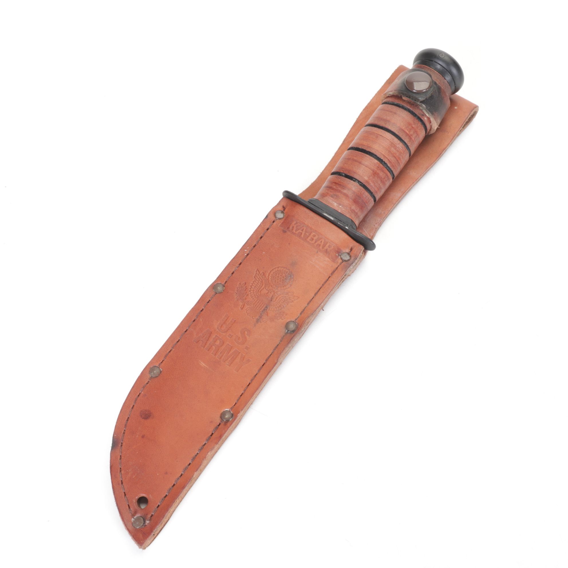 KA-BAR Matte Black Fixed Blade Knife with U.S. Army Sheath