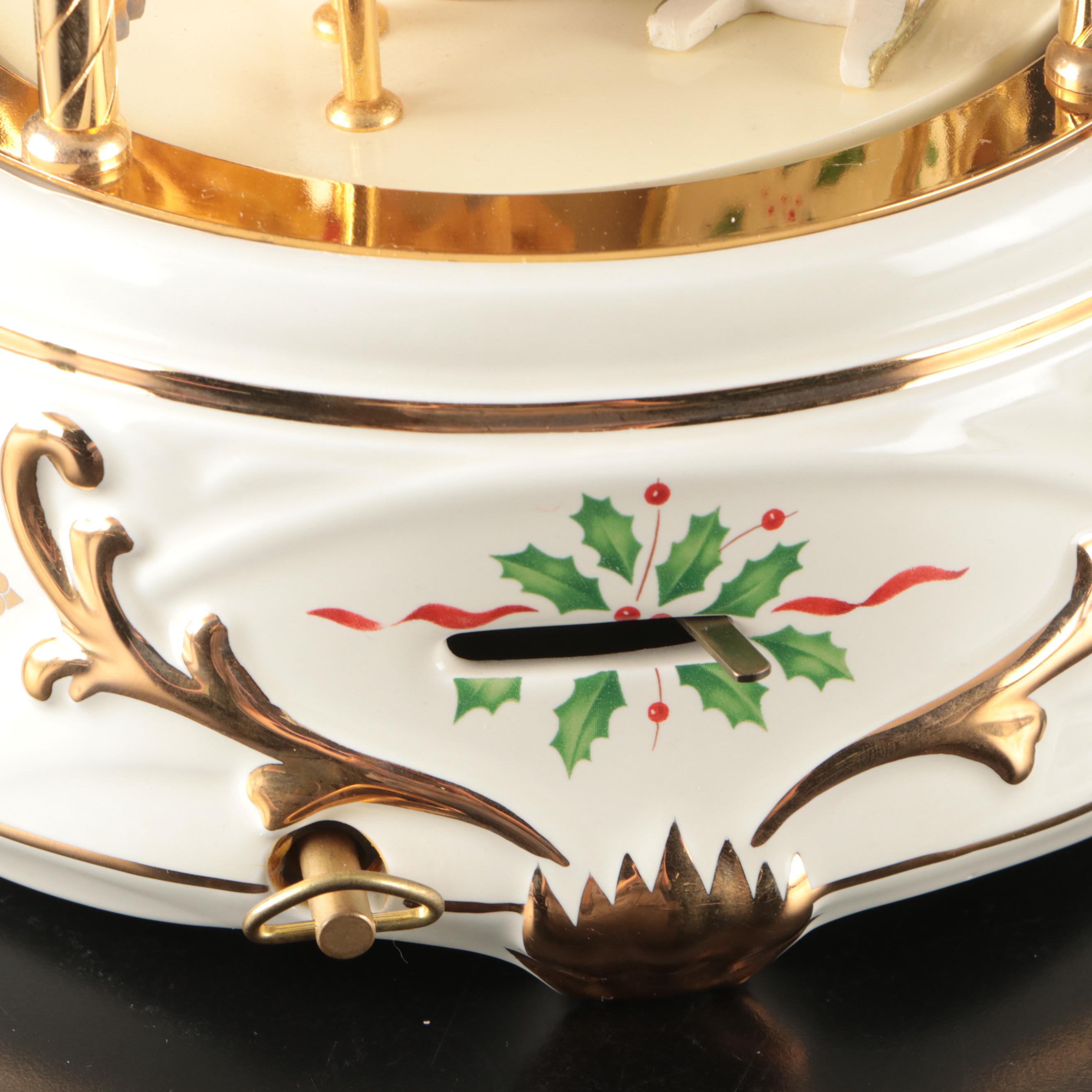 Lenox Holiday Collection Porcelain Carousel Centerpiece and Santa Cookie Jar