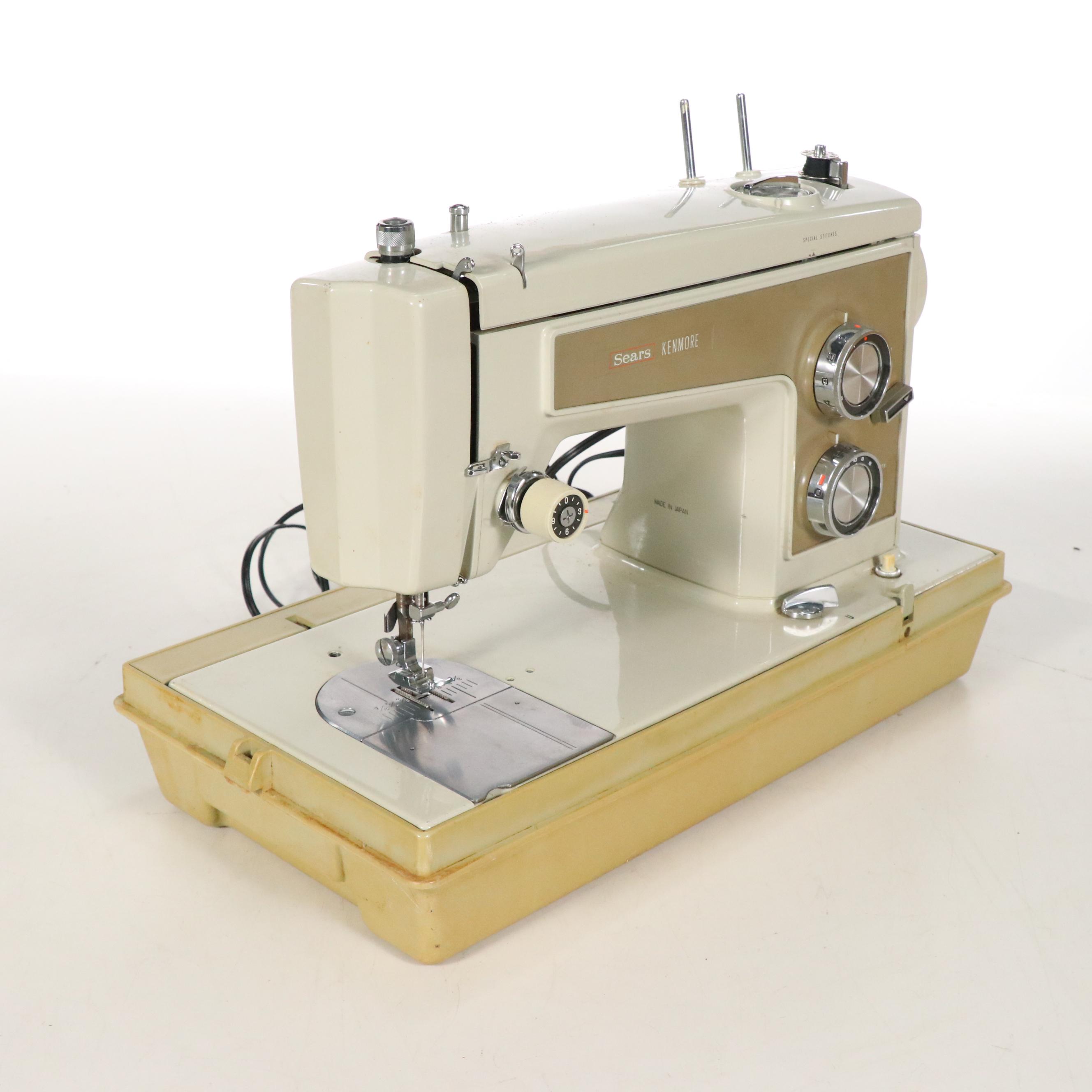 Sears Kenmore Electric Sewing Machine with Portable Case and Notions
