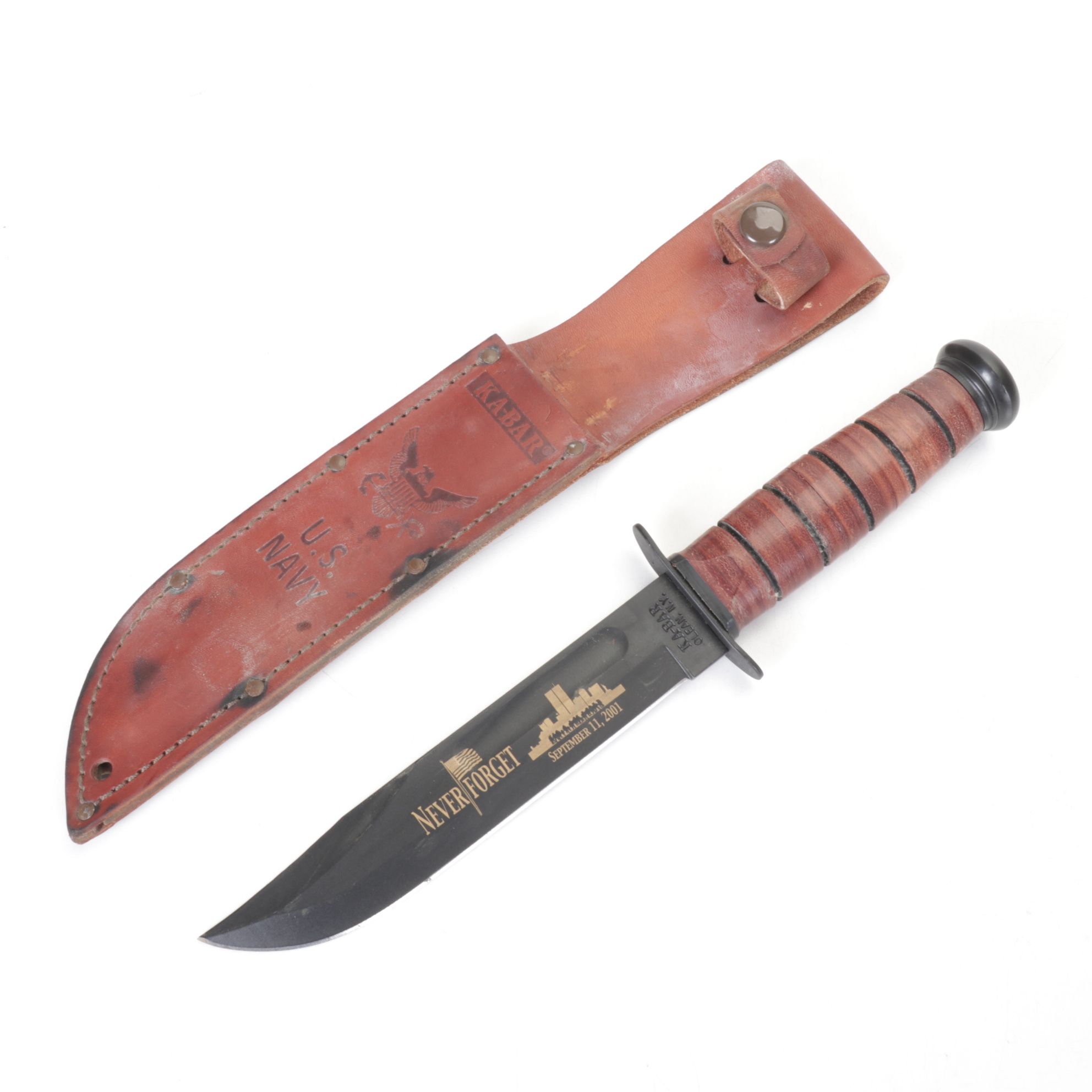 KA-BAR "Never Forget September 11, 2001" Commemorative Bowie Knife & Sheath