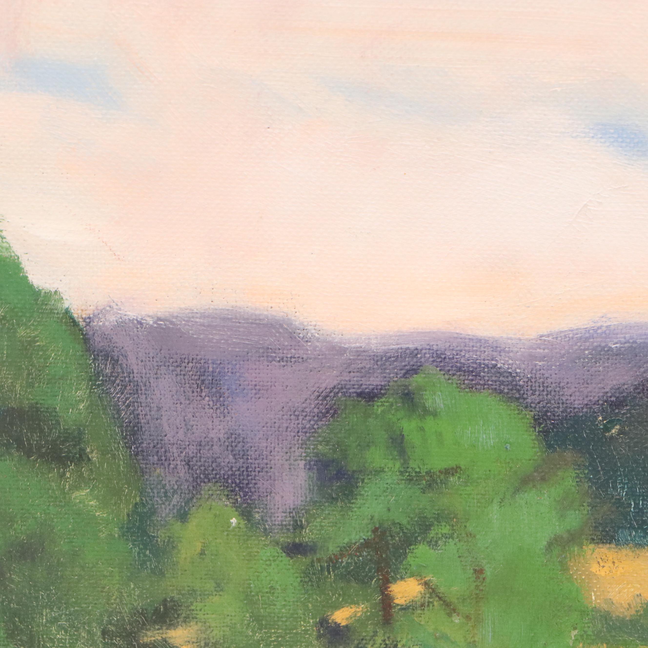 Oil Painting of Mountain Landscape with Dead Tree, Mid to Late 20th Century