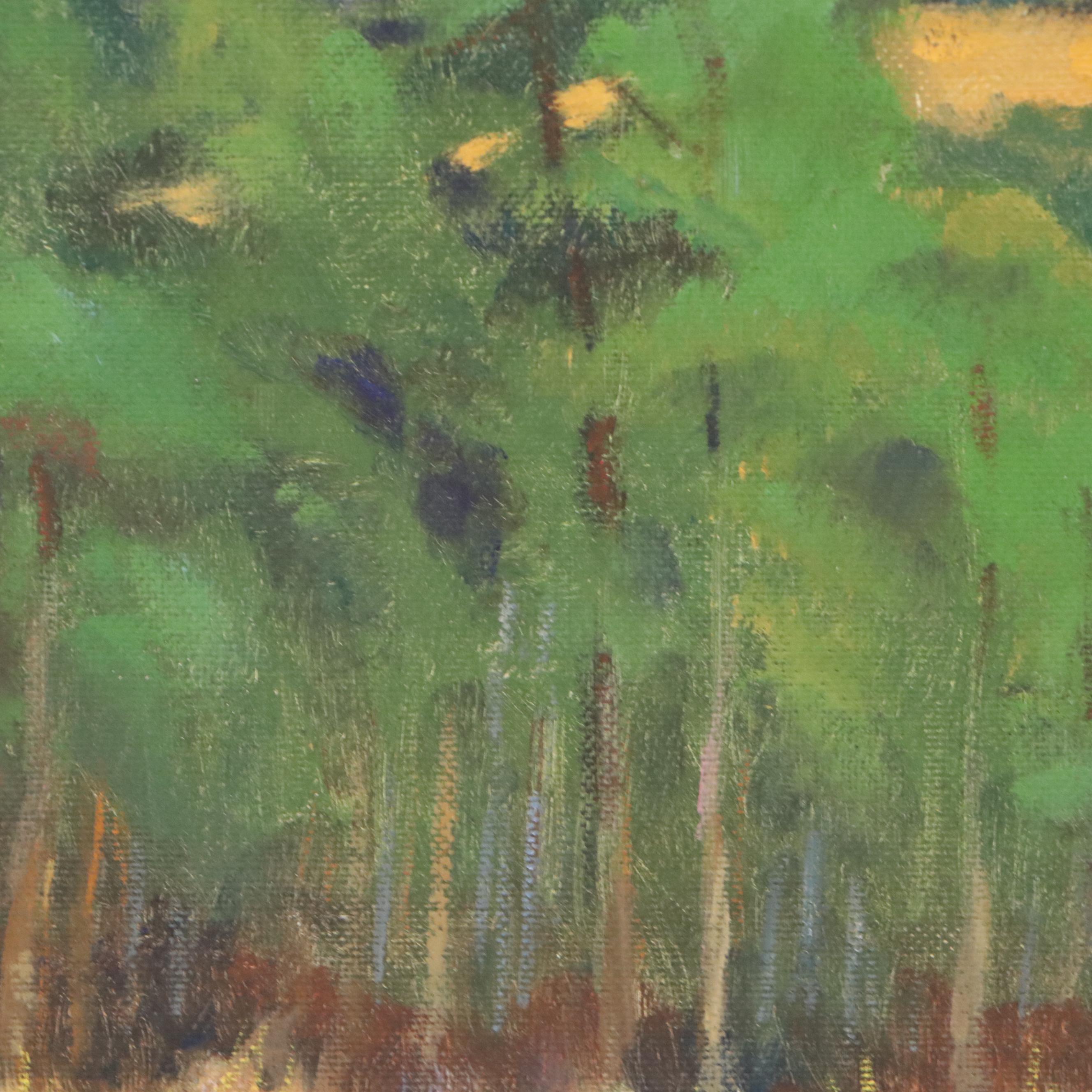 Oil Painting of Mountain Landscape with Dead Tree, Mid to Late 20th Century