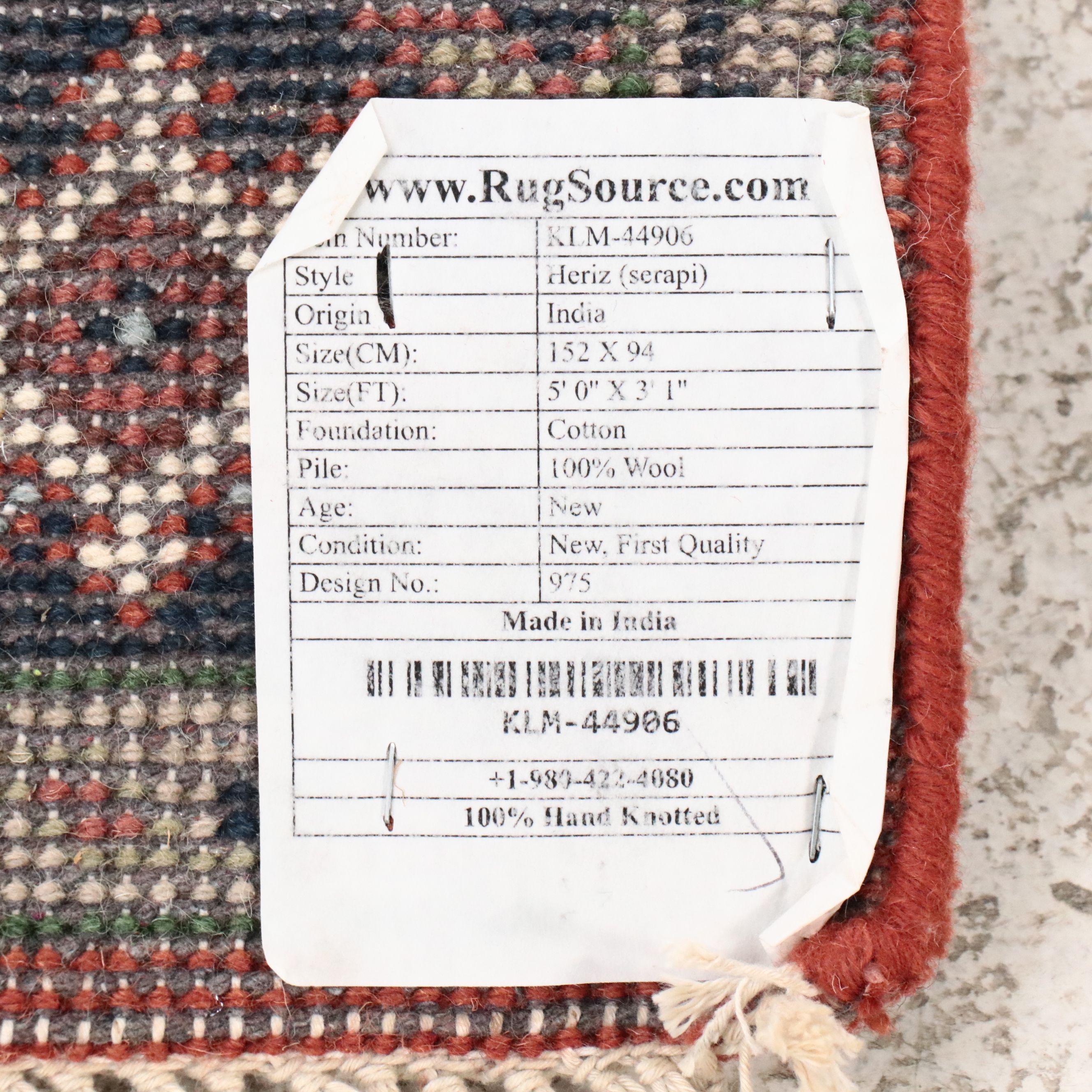 3' x 5'2 Hand-Knotted Indo-Persian Heriz Area Rug