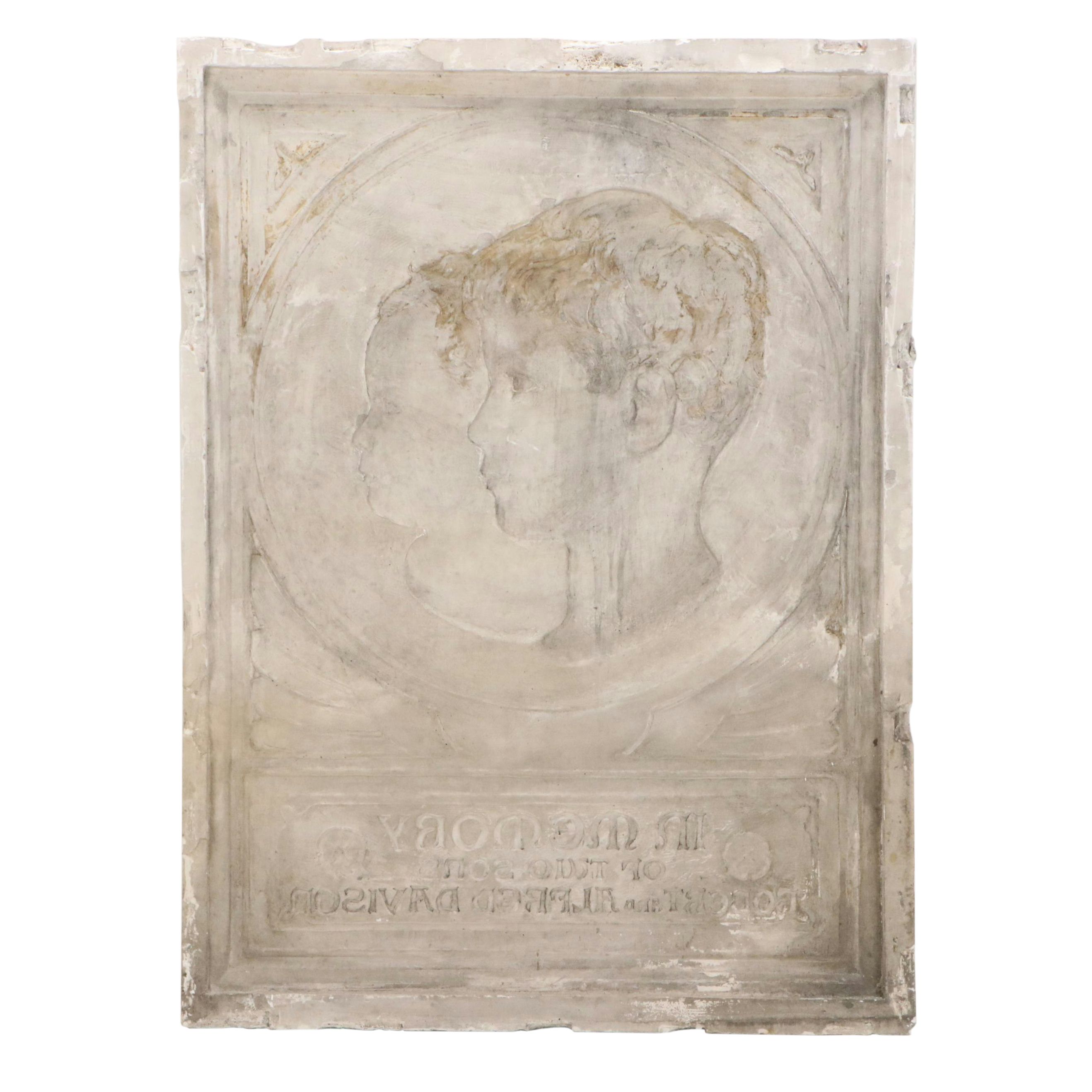 Chester Beach Cast Concrete Memorial Bas-Relief Panel and Associated Mold