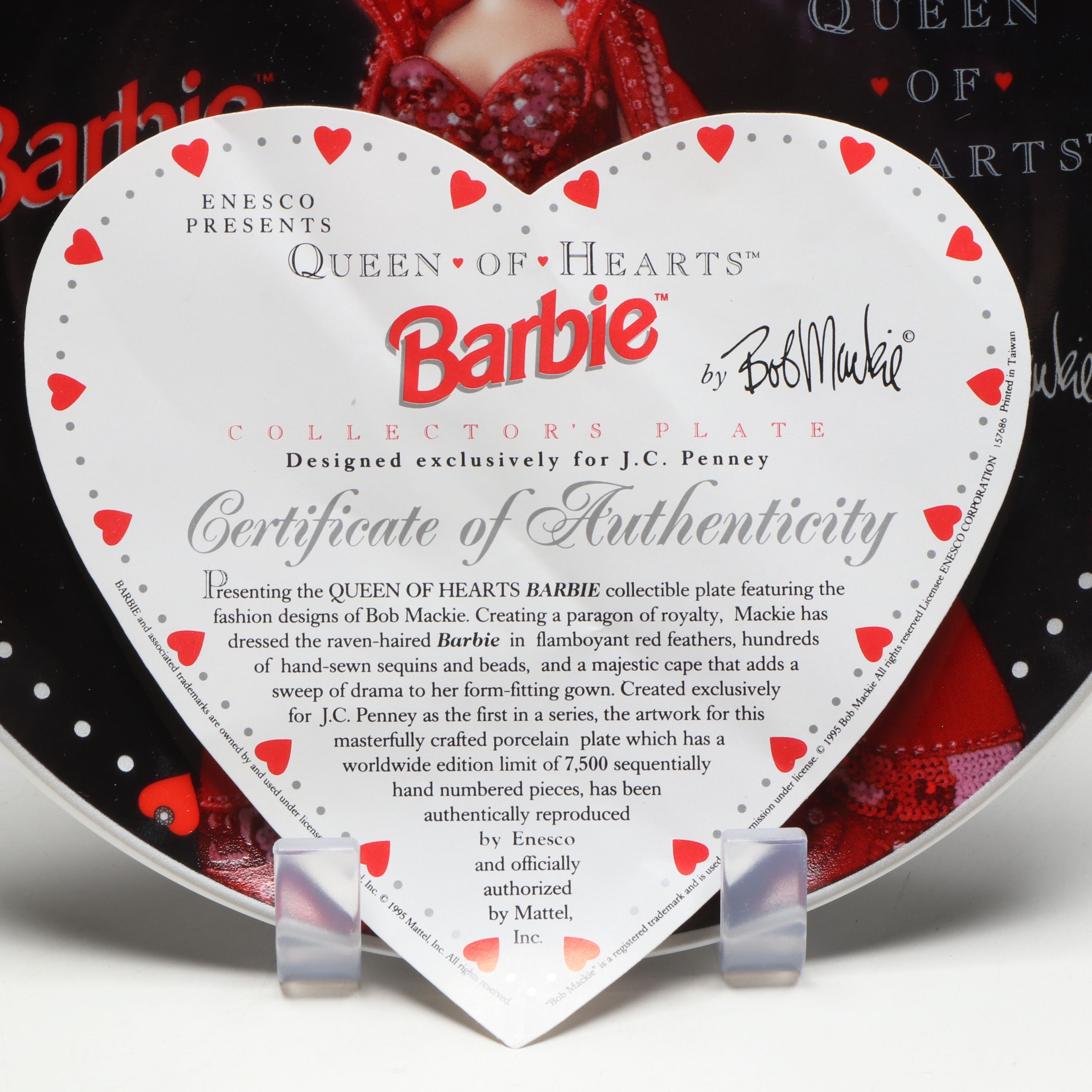 Barbie Bob Mackie "Queen of Hearts" Doll with Porcelain Collectors Plate