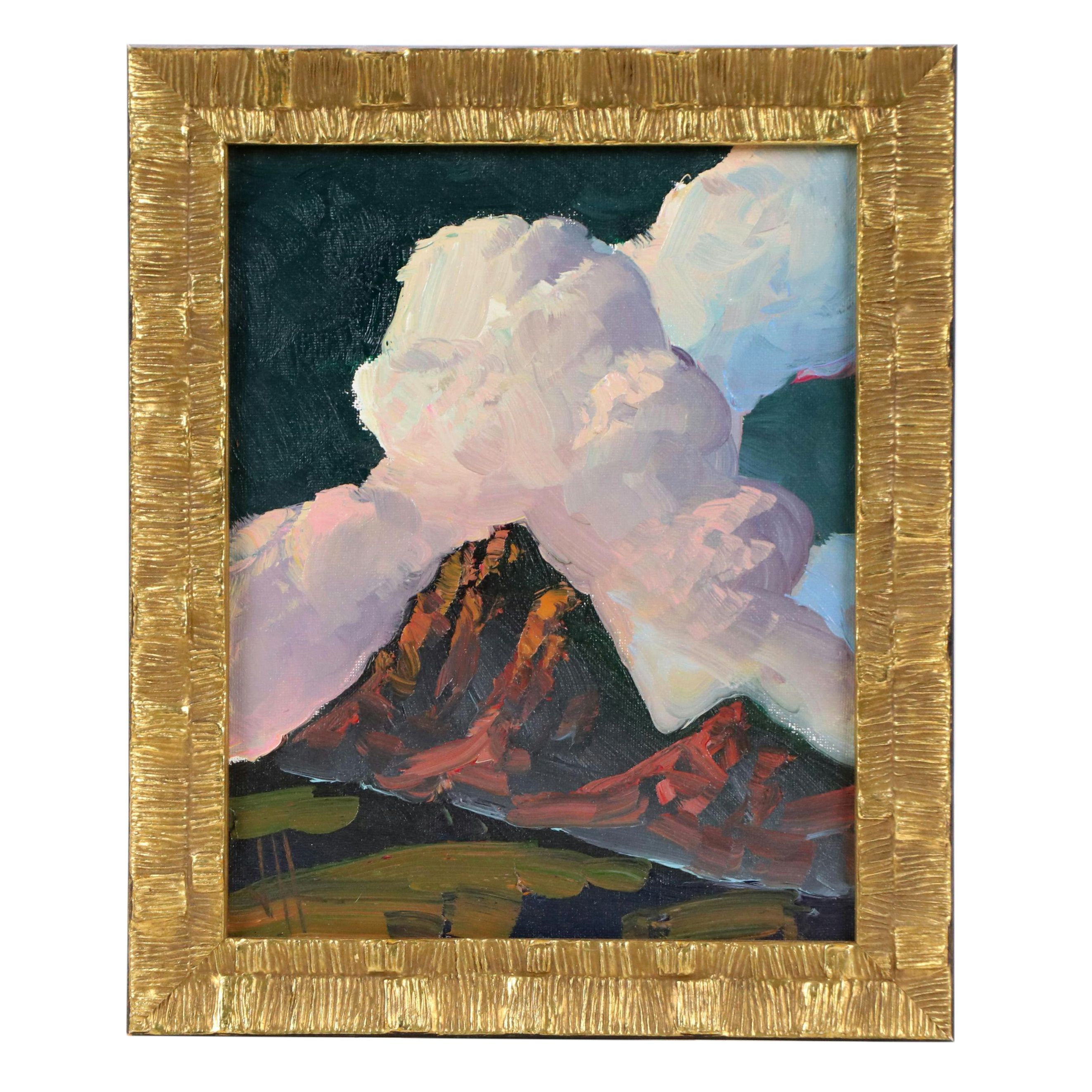 William Hawkins Mountain Landscape Oil Painting with Clouds, 21st Century