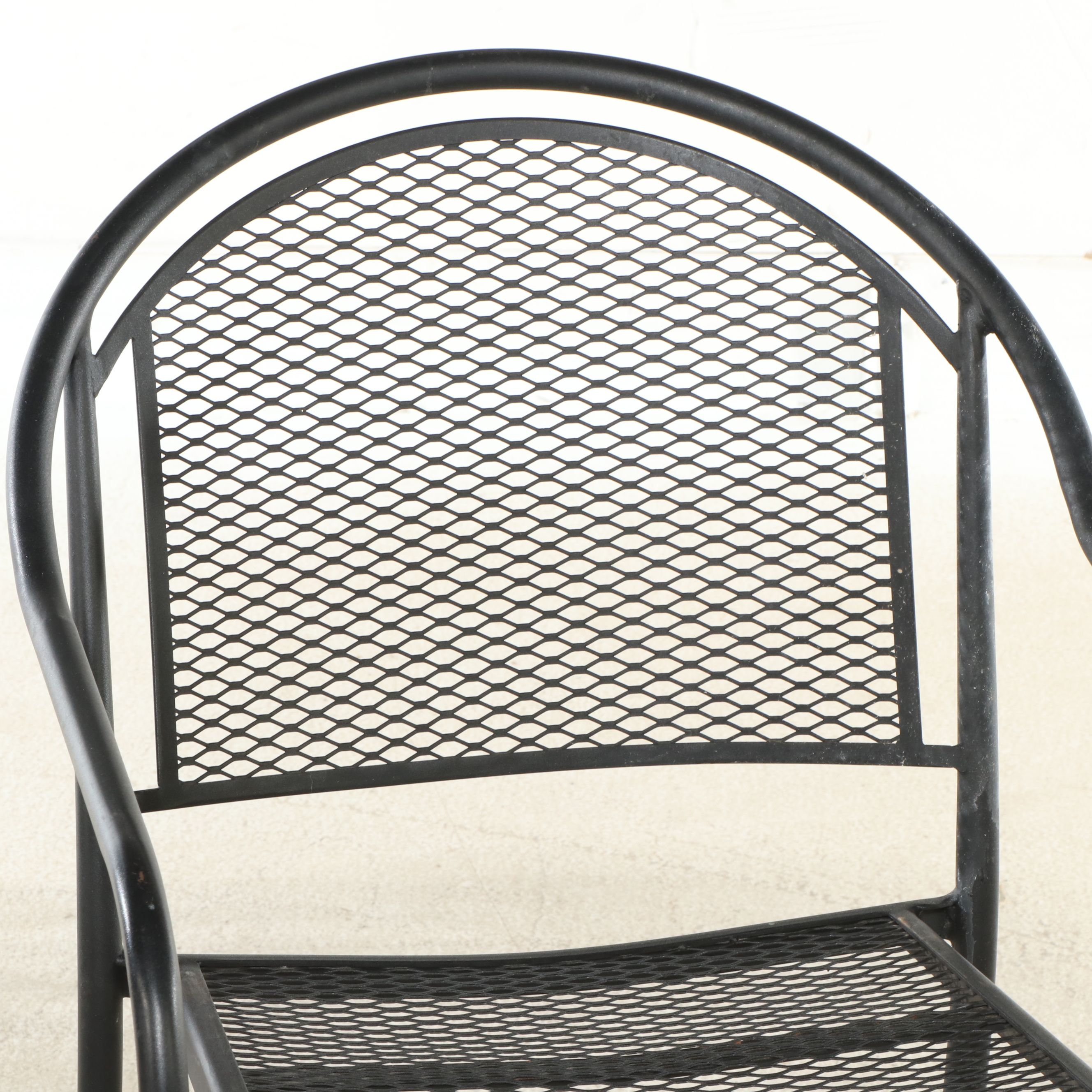 Russell Woodard Attr. Patio Dining Table with Six Barrel-Back Chairs