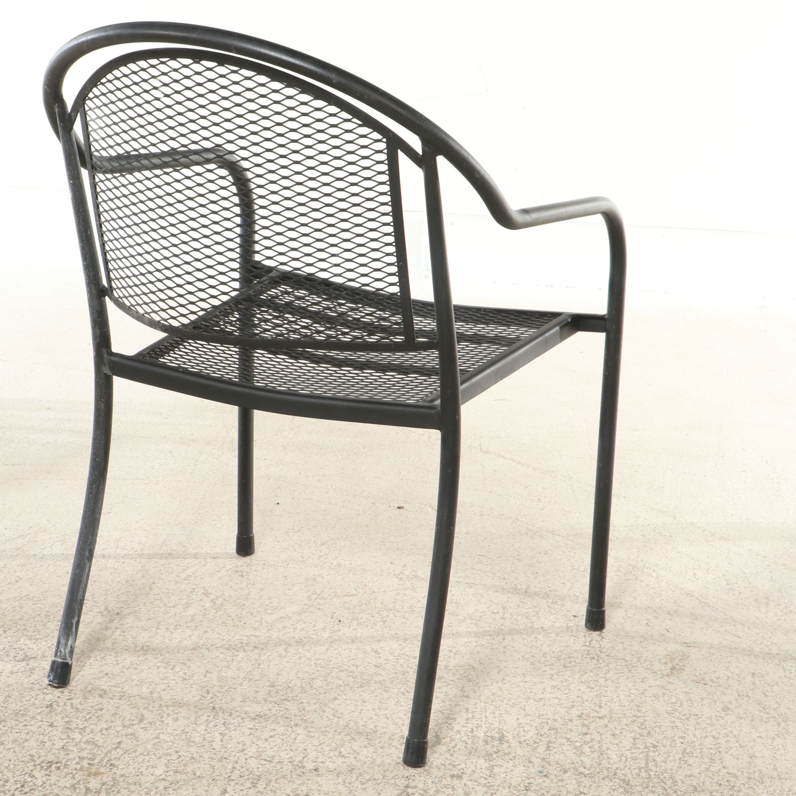 Russell Woodard Attr. Patio Dining Table with Six Barrel-Back Chairs