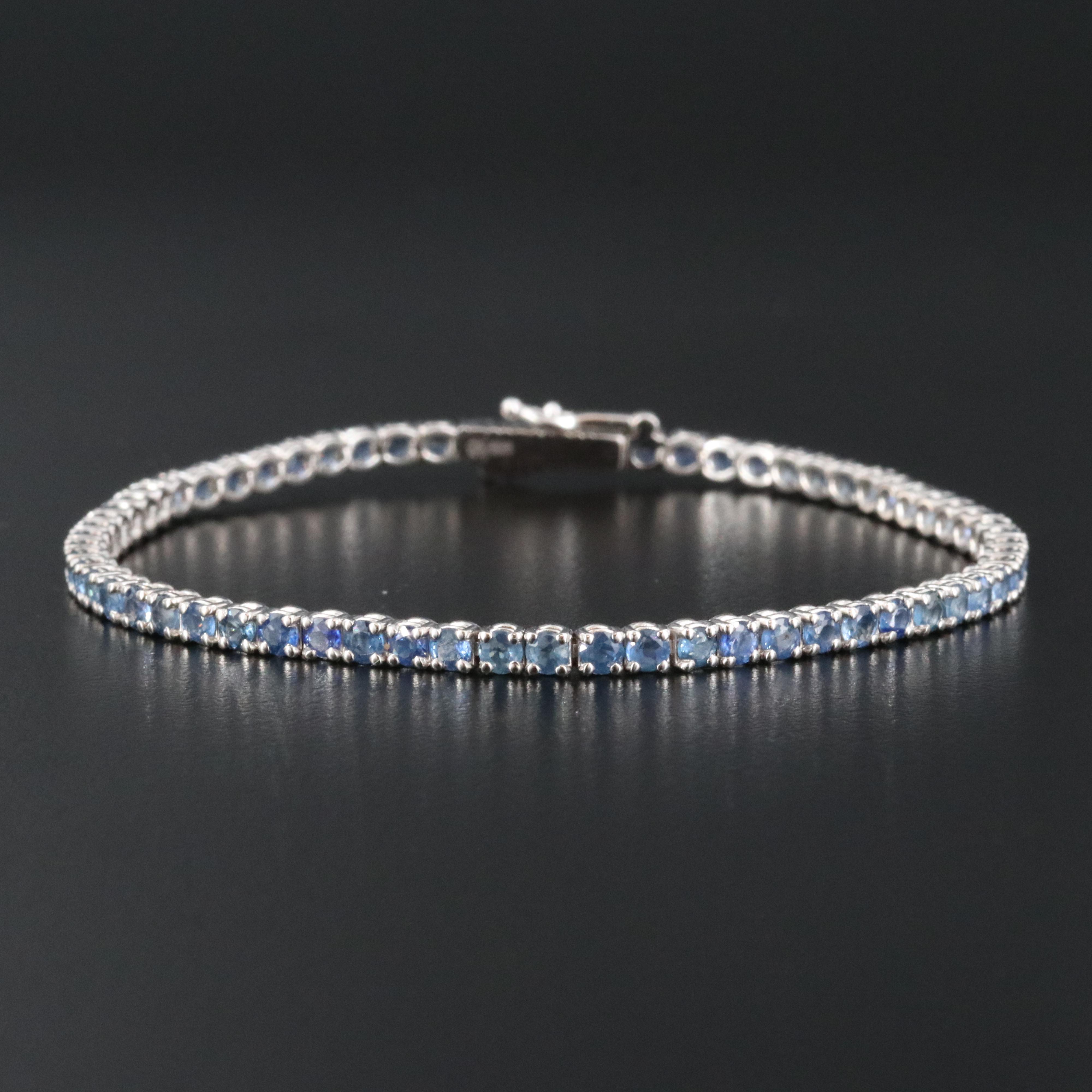 14K 6.48 CTW Sapphire Line Bracelet with IGI Jewelry Report