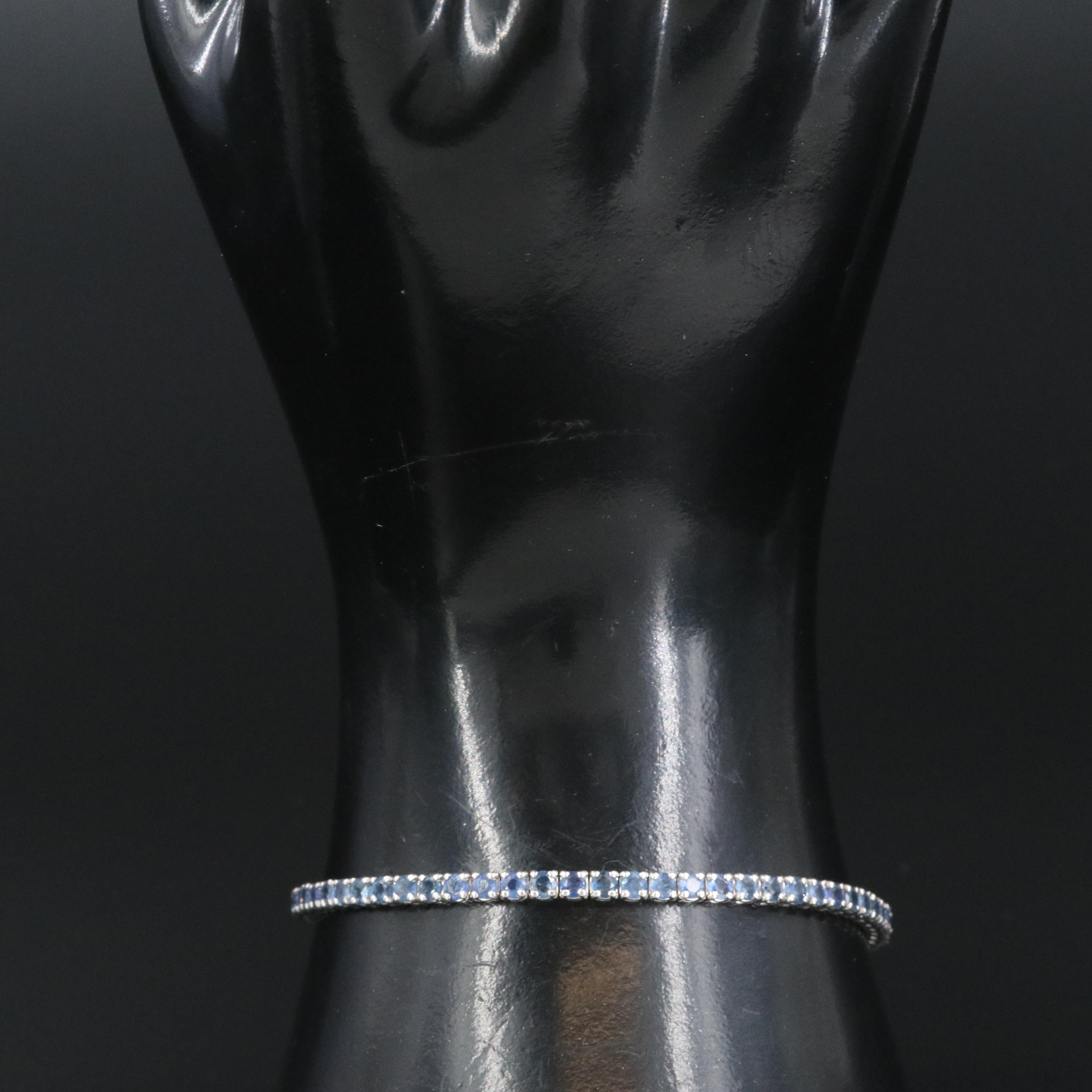 14K 6.48 CTW Sapphire Line Bracelet with IGI Jewelry Report