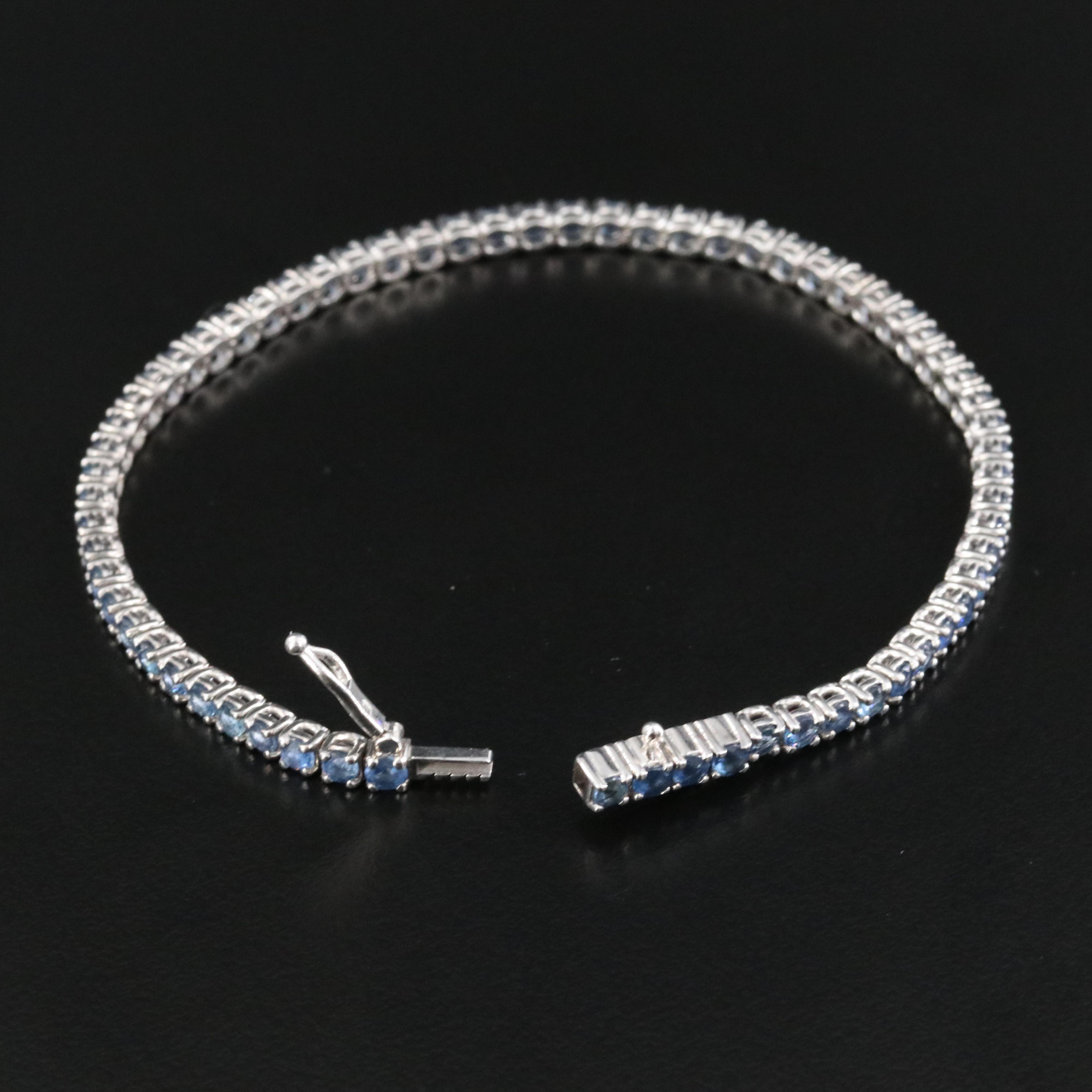 14K 6.48 CTW Sapphire Line Bracelet with IGI Jewelry Report