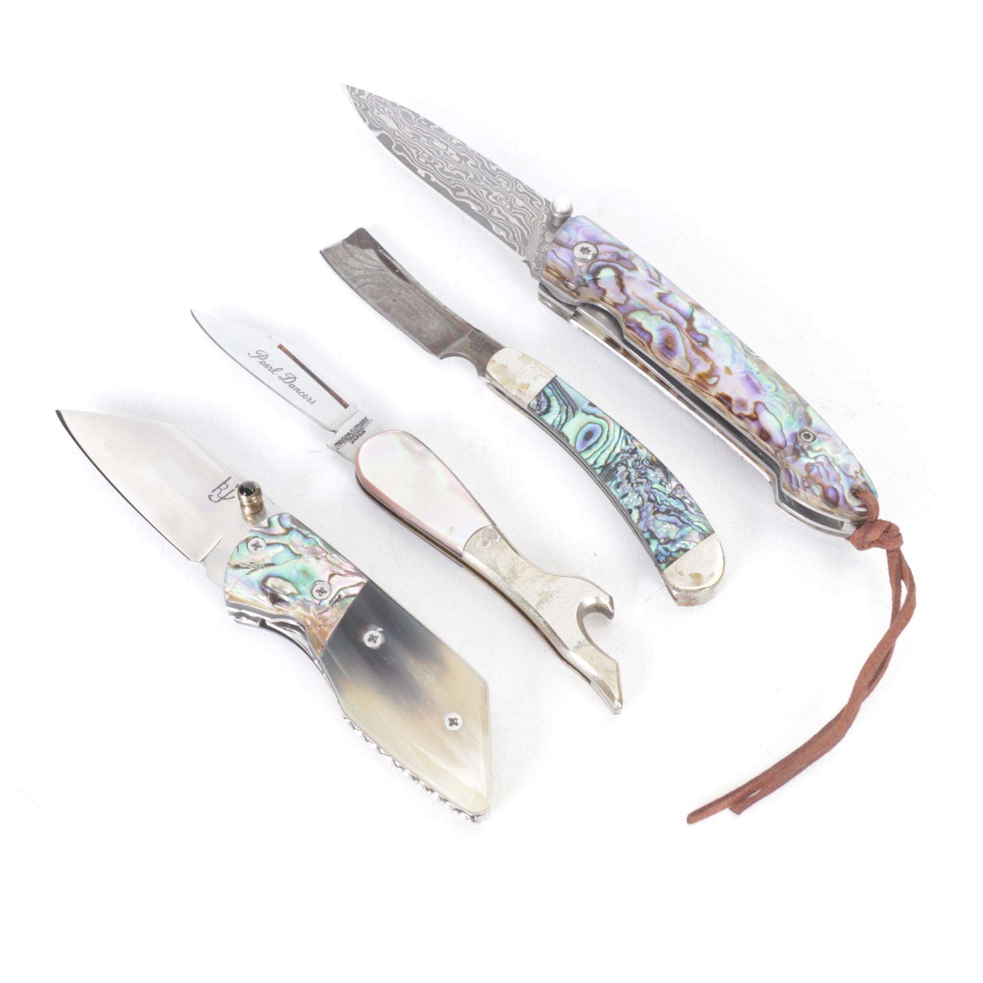 Folding Pocket Knife Collection with Abalone and MOP Handles