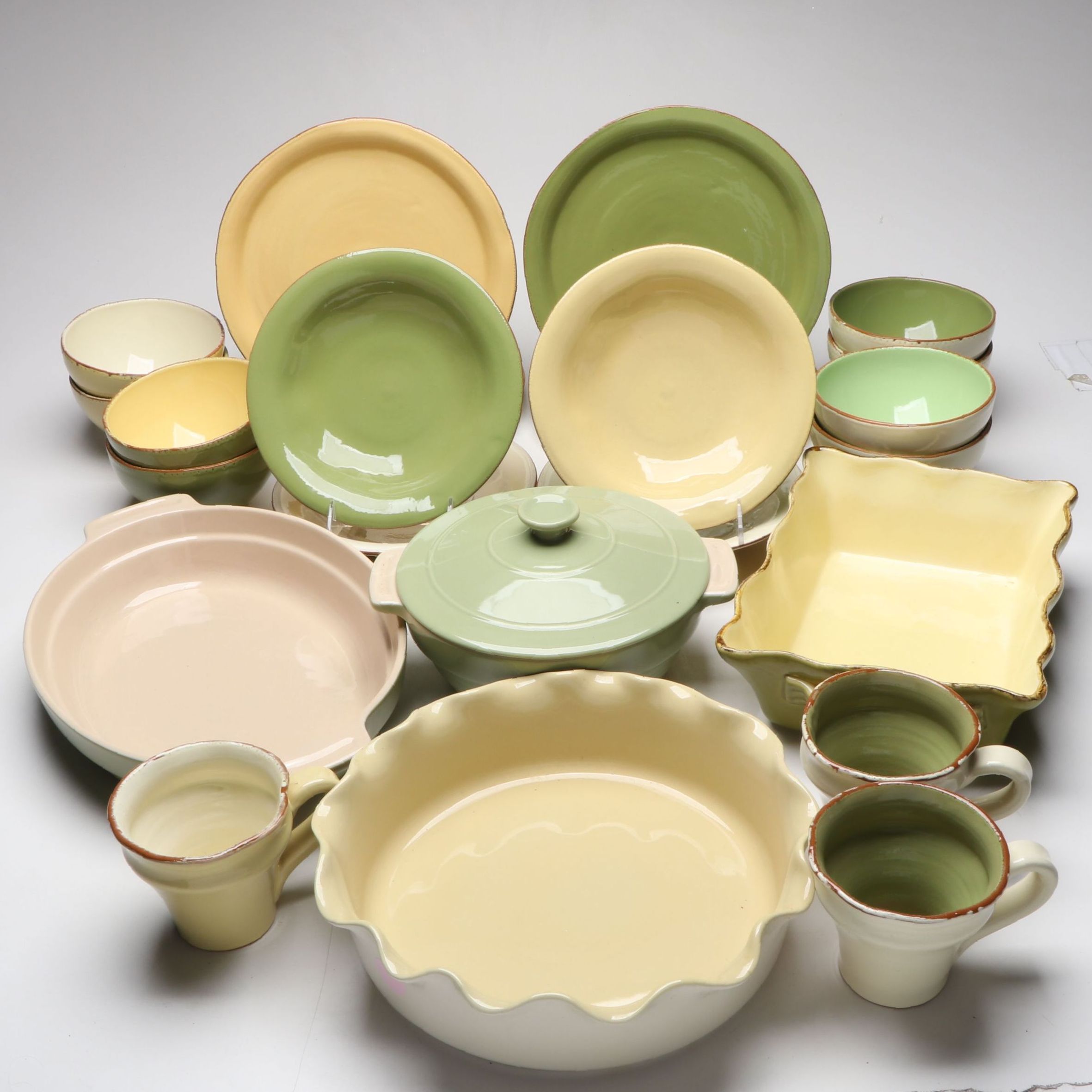 Italian Vietri "Cucina Fresca" Ceramic Dinnerware with Baking Dishes