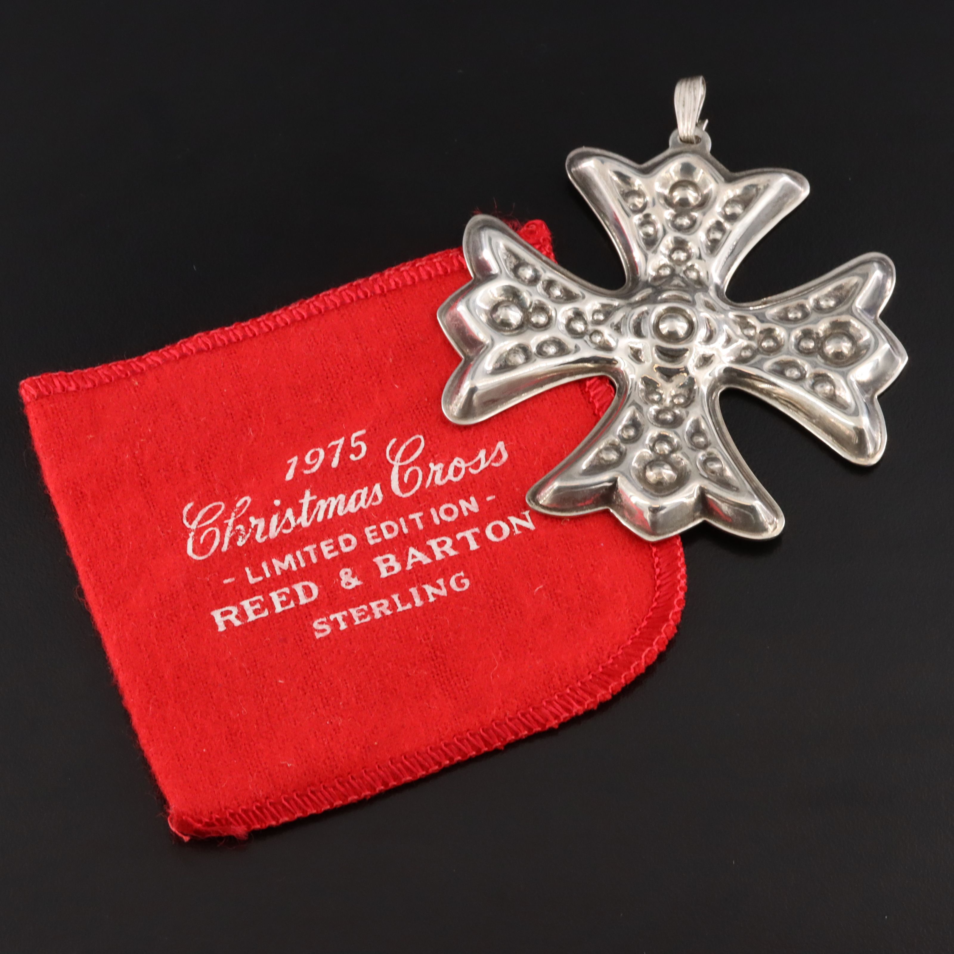 Reed & Barton Sterling Silver Christmas Cross Ornament, 1975