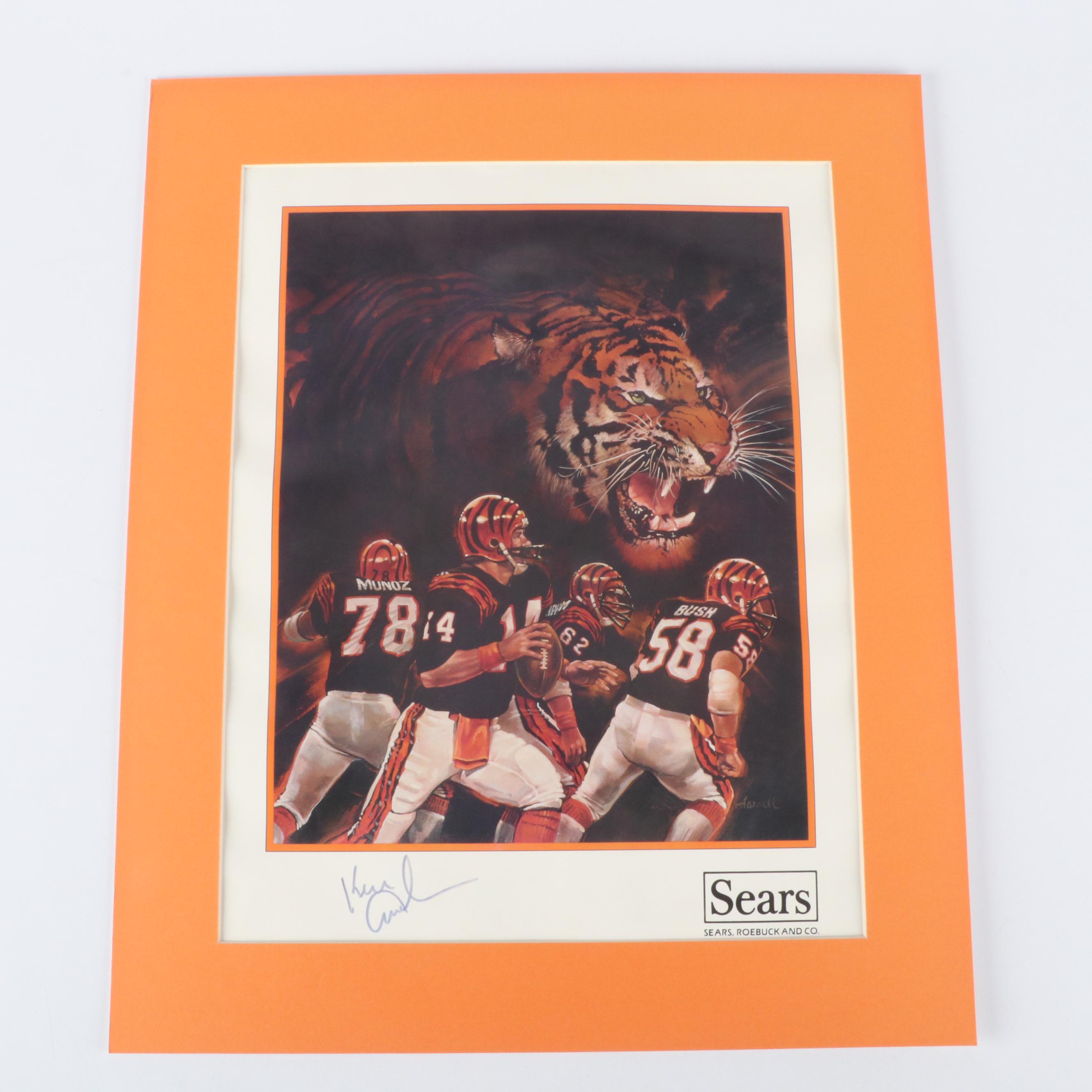 Ken Anderson Signed Cincinnati Bengals Sears Football Print