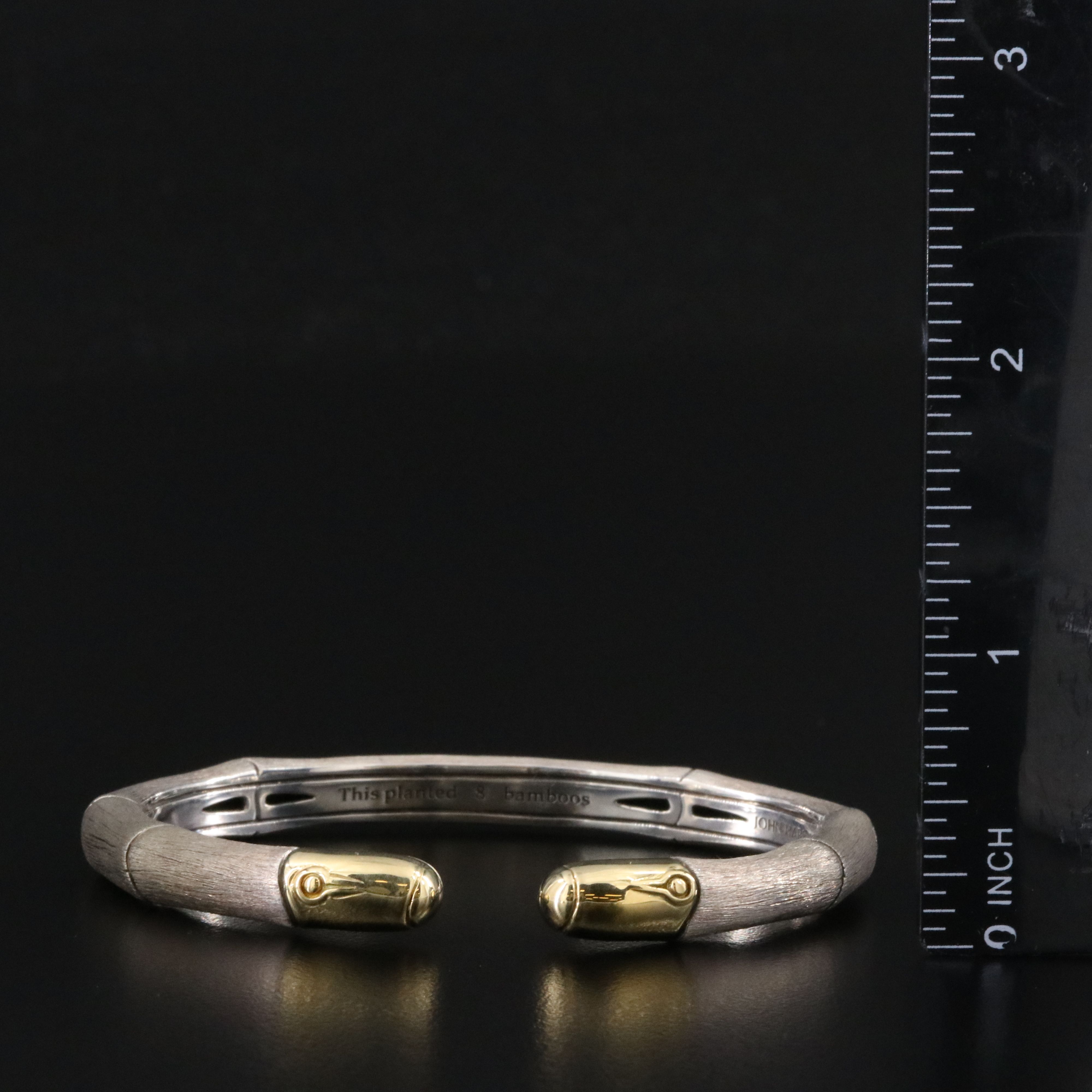 John Hardy Bamboo Sterling Brushed Finish Cuff Bracelet with 18K Accents