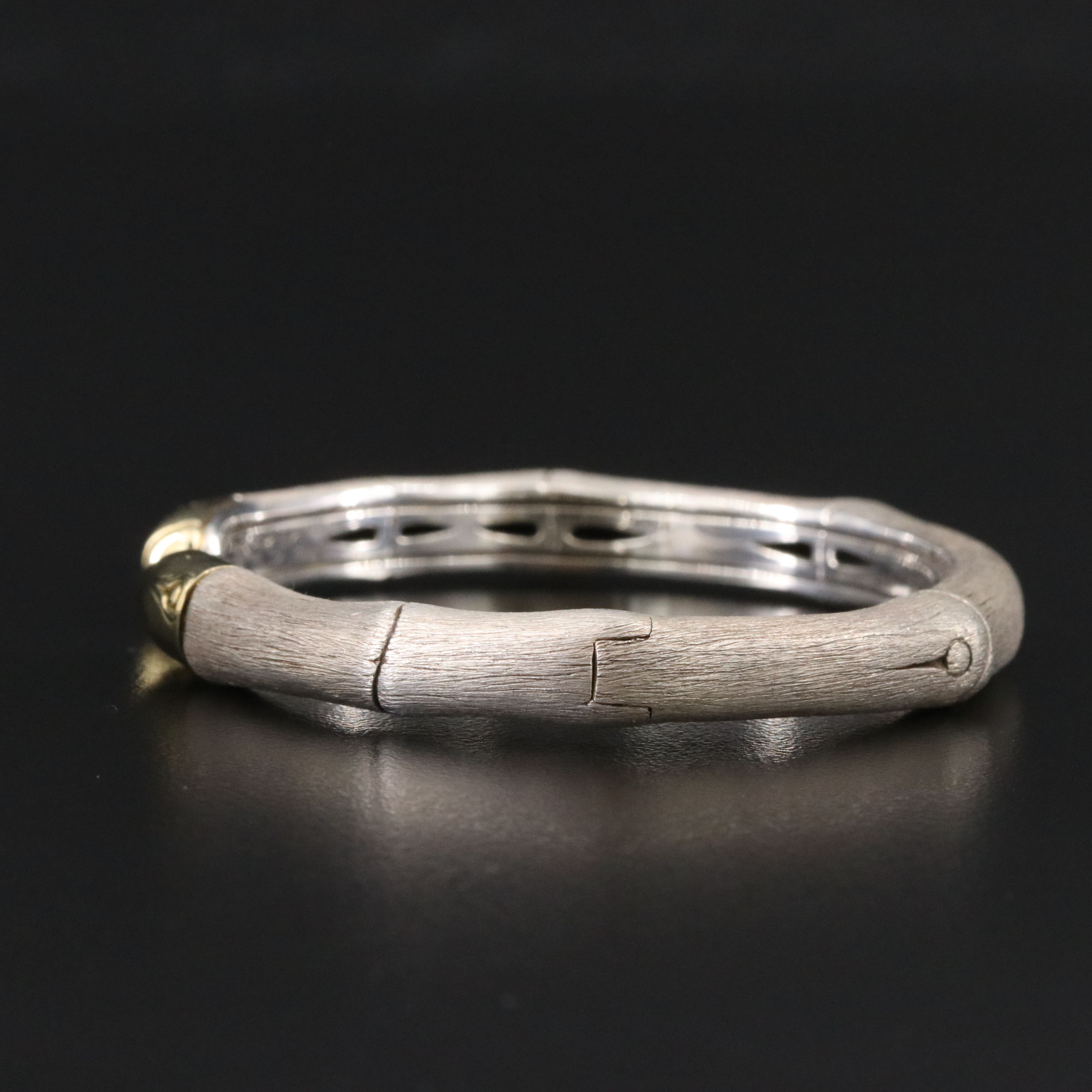 John Hardy Bamboo Sterling Brushed Finish Cuff Bracelet with 18K Accents