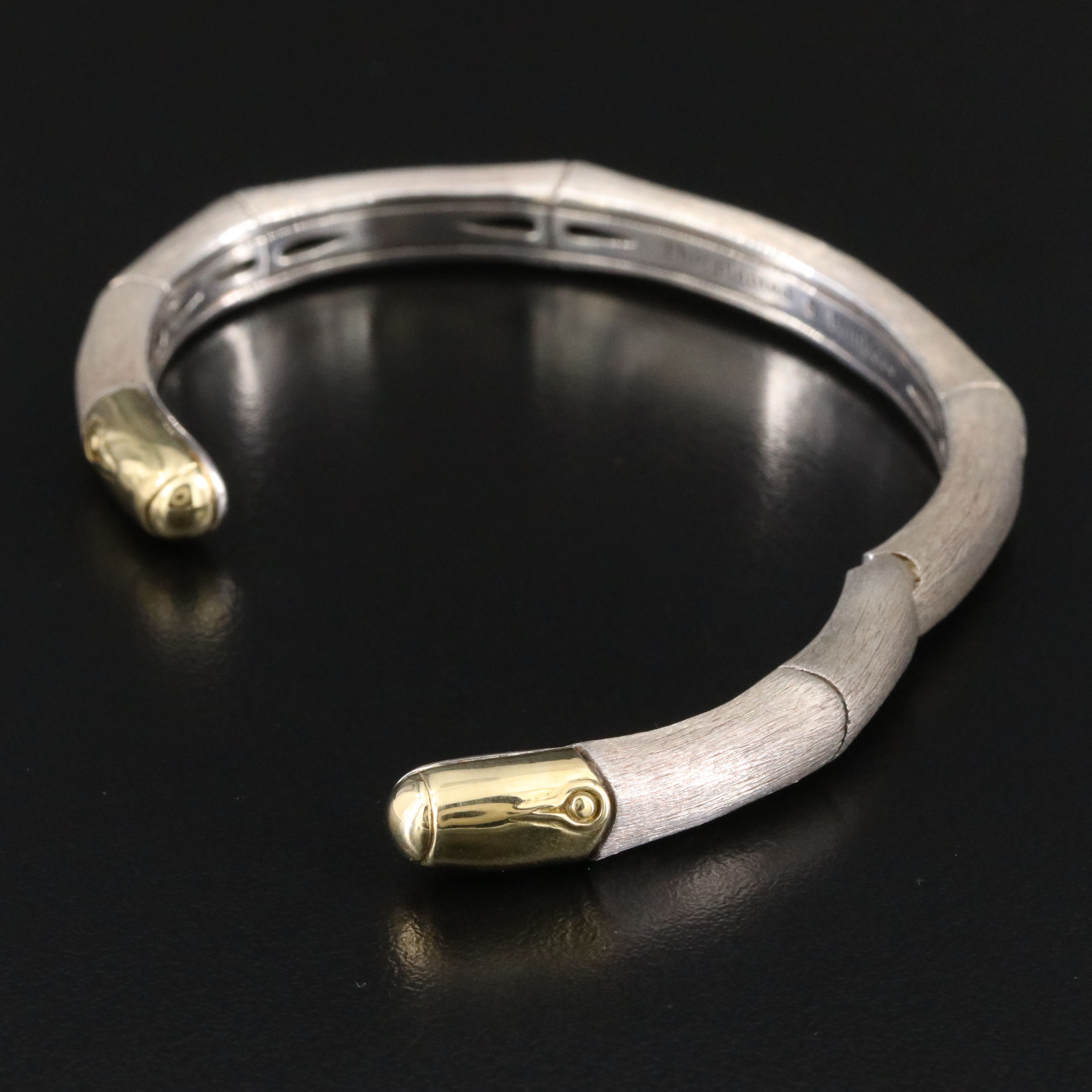 John Hardy Bamboo Sterling Brushed Finish Cuff Bracelet with 18K Accents