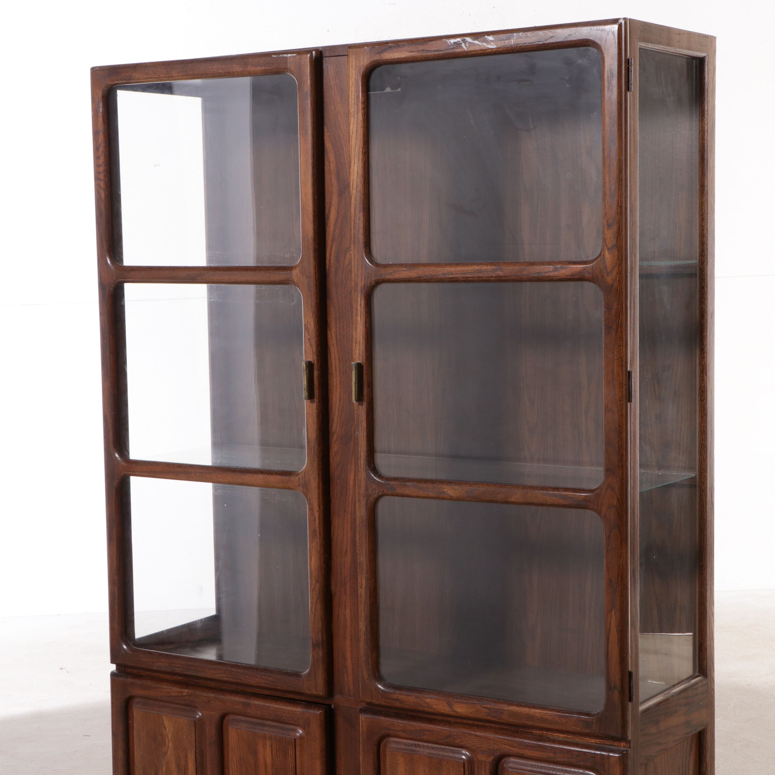 Mid-Century Illuminated Pecan China Cabinet