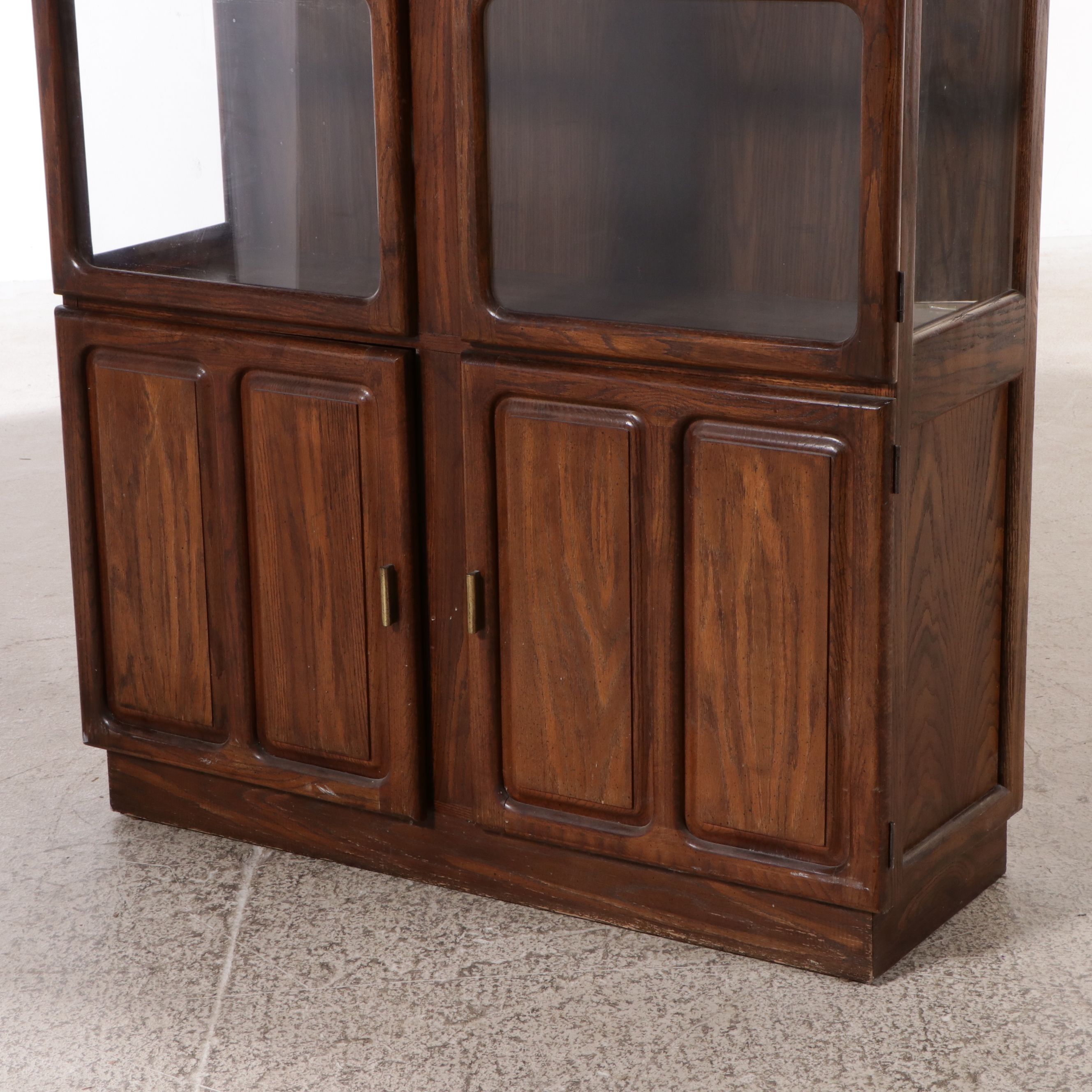 Mid-Century Illuminated Pecan China Cabinet