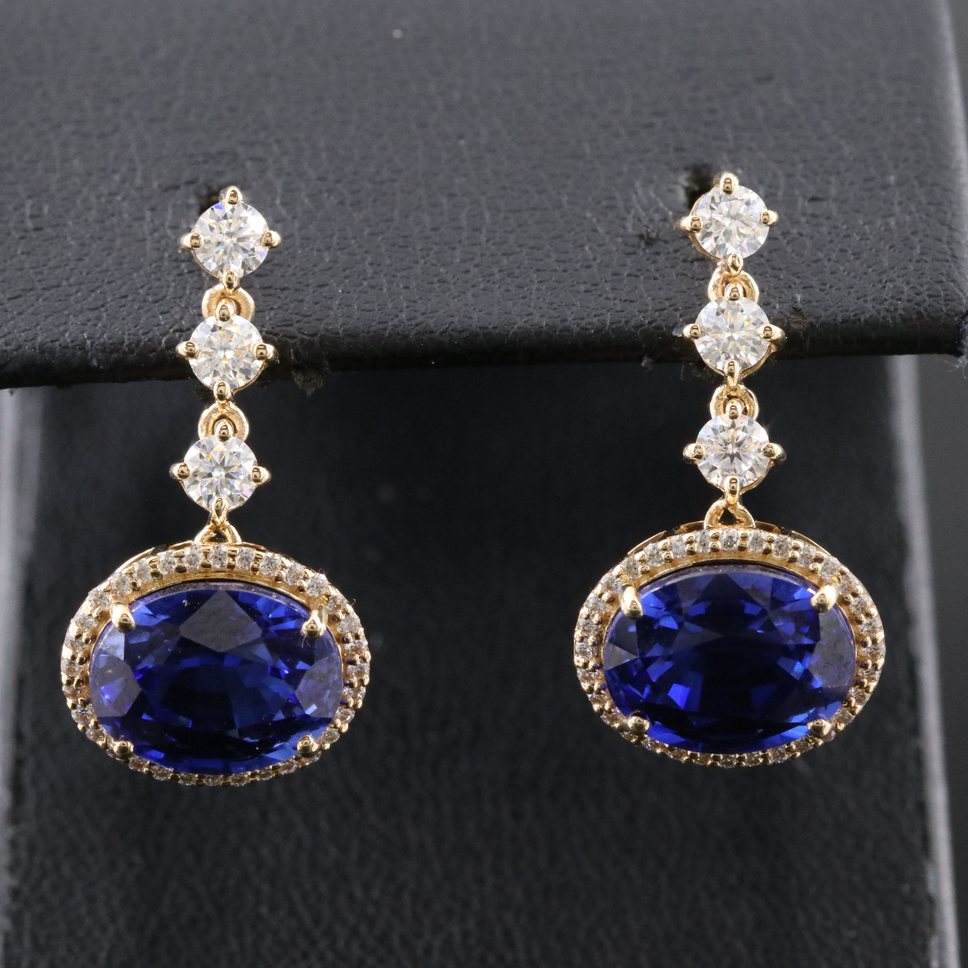 14K Sapphire and Moissanite Earrings